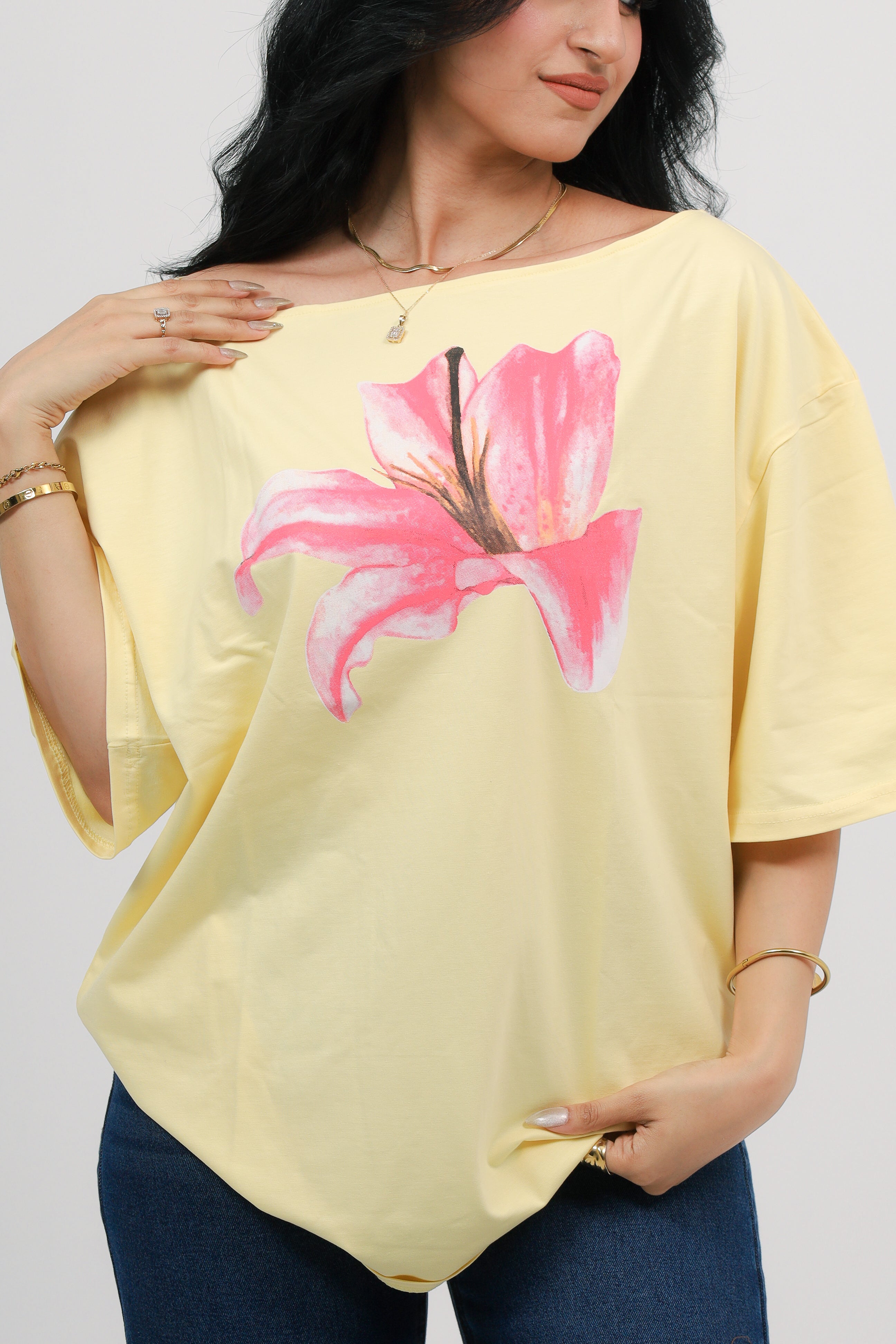 Off Shoulder Tee Printed