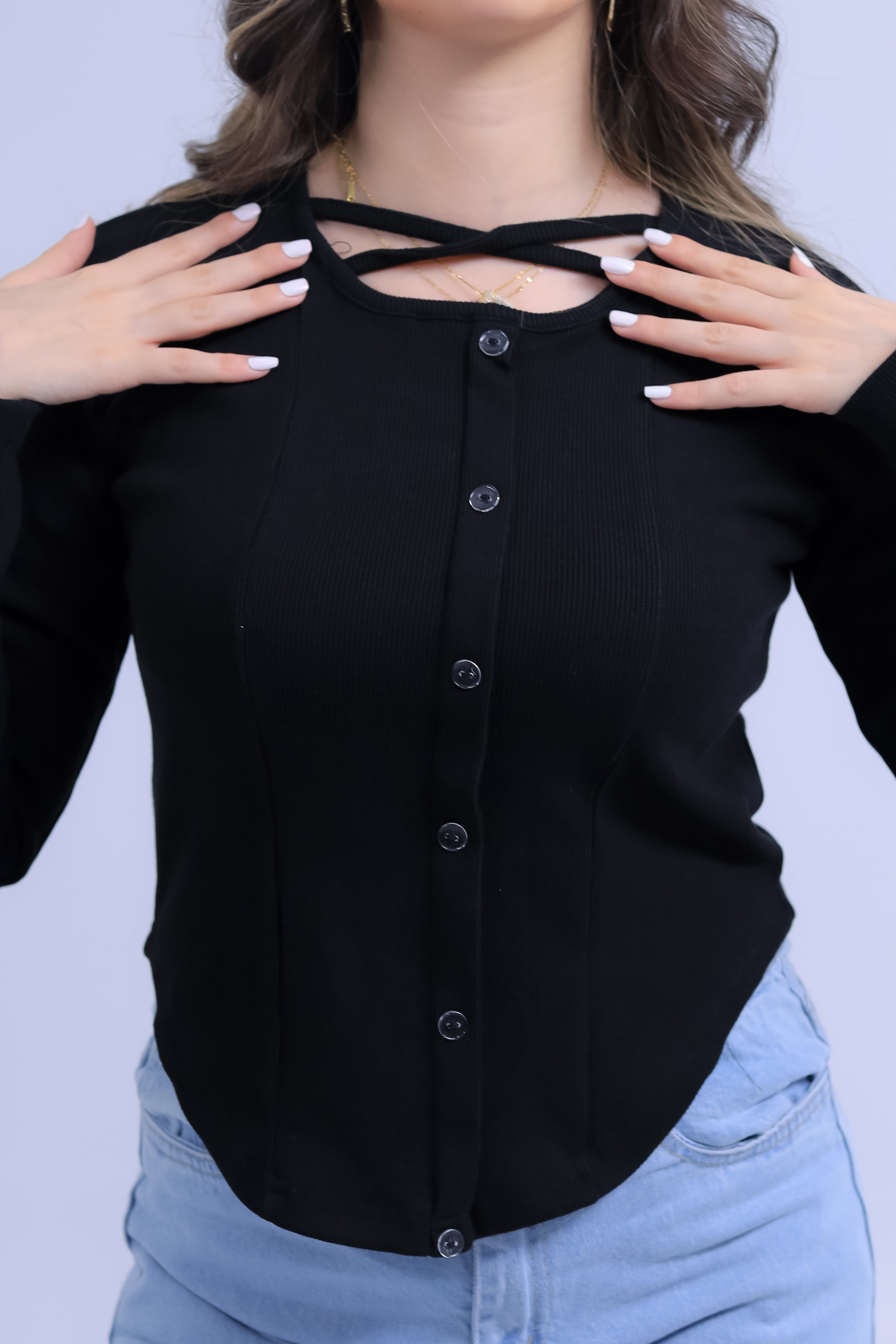 Ribbed Button Tee
