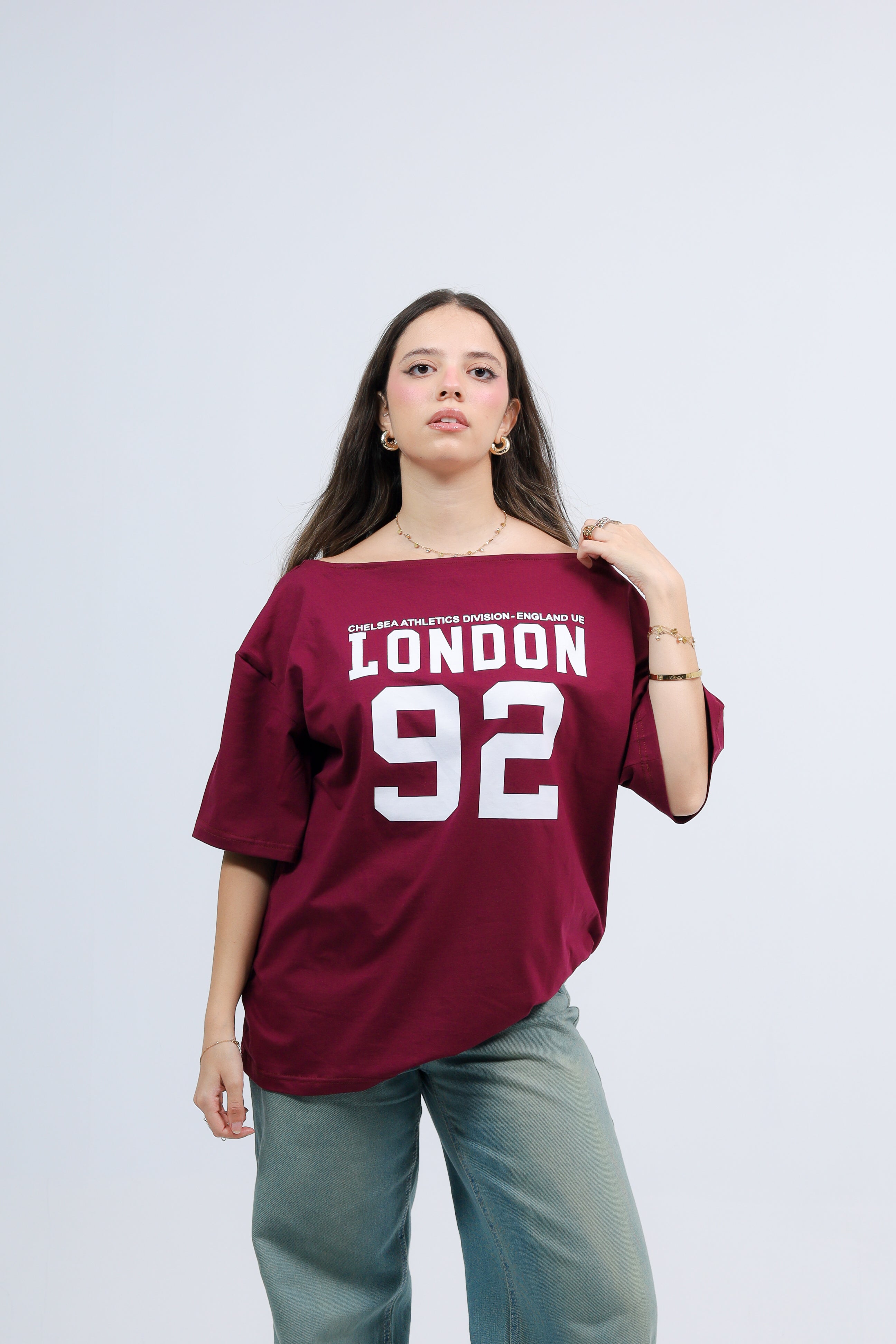 Off shoulder Tee Printed London