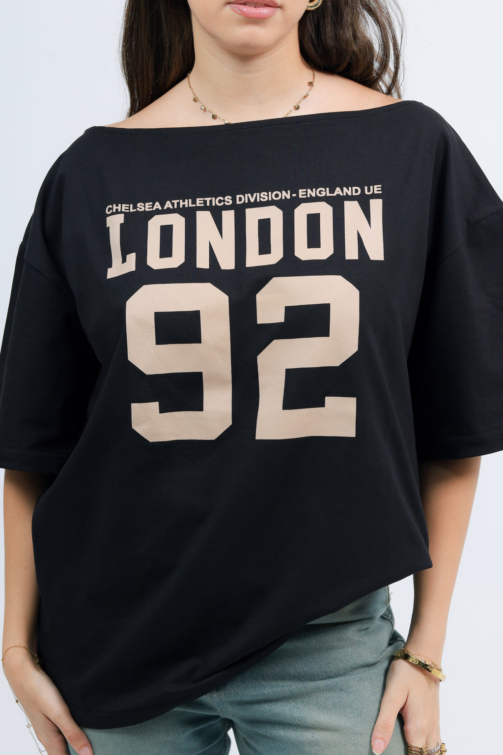 Off shoulder Tee Printed London