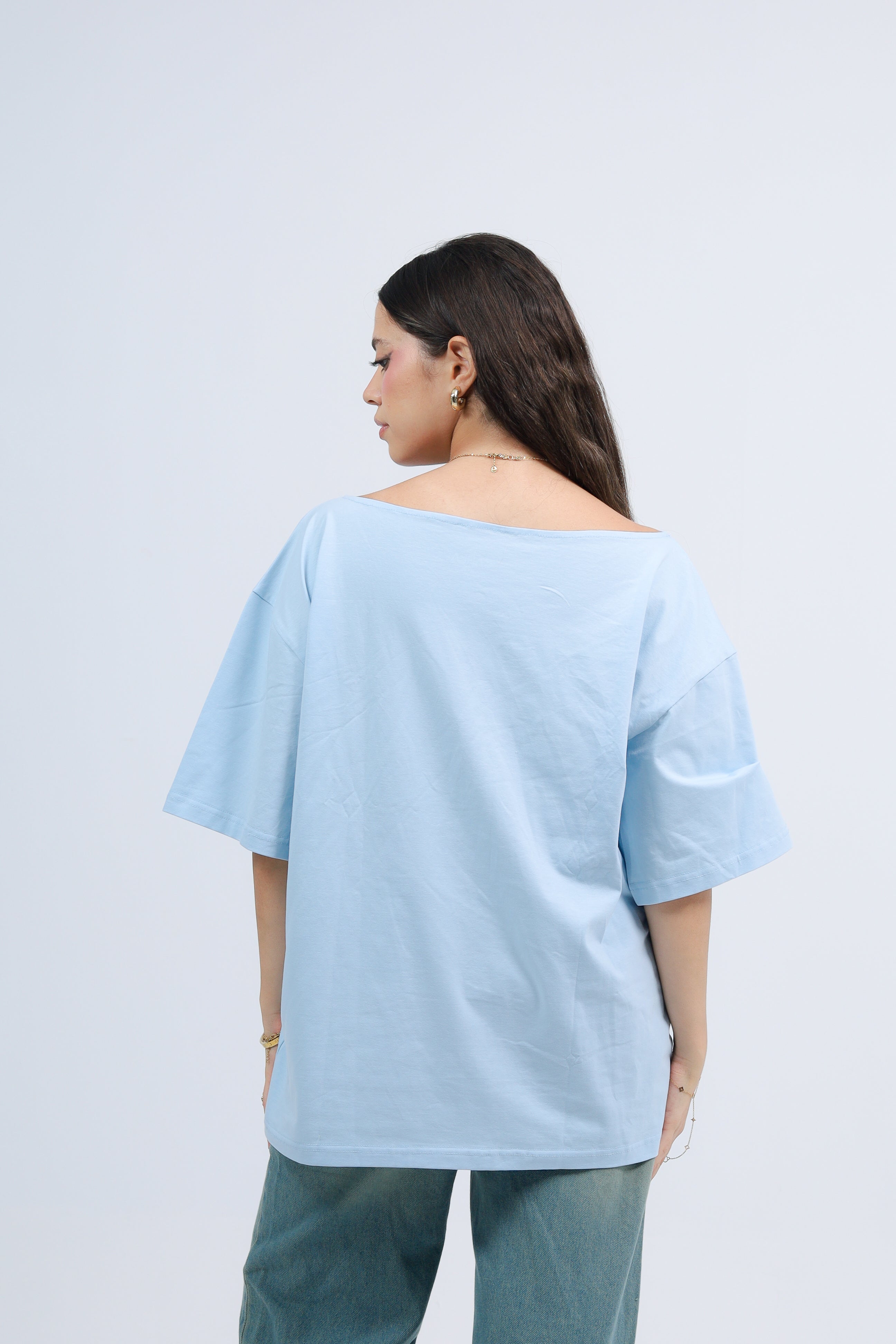 Off Shoulder Tee Printed