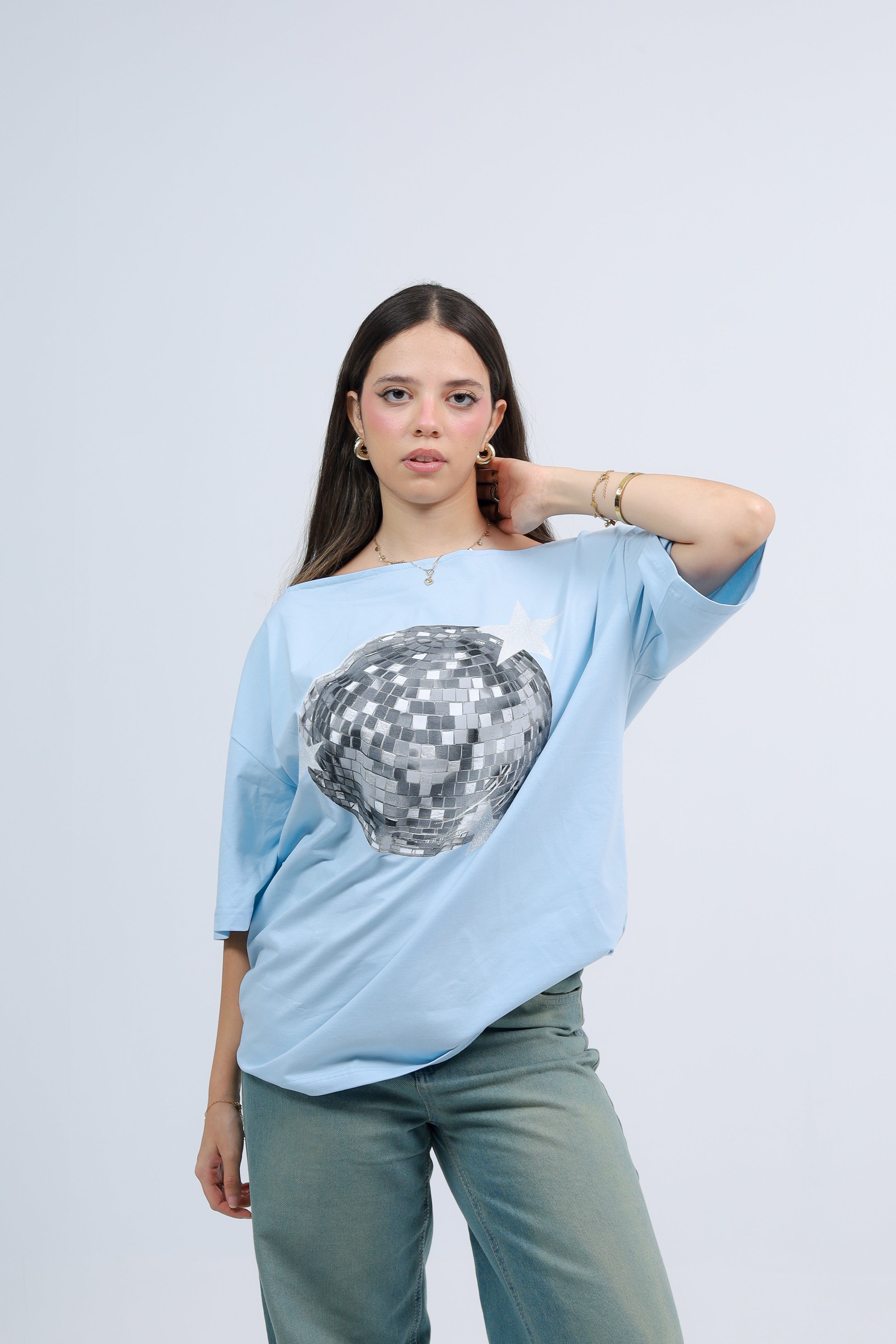 Off Shoulder Tee Printed