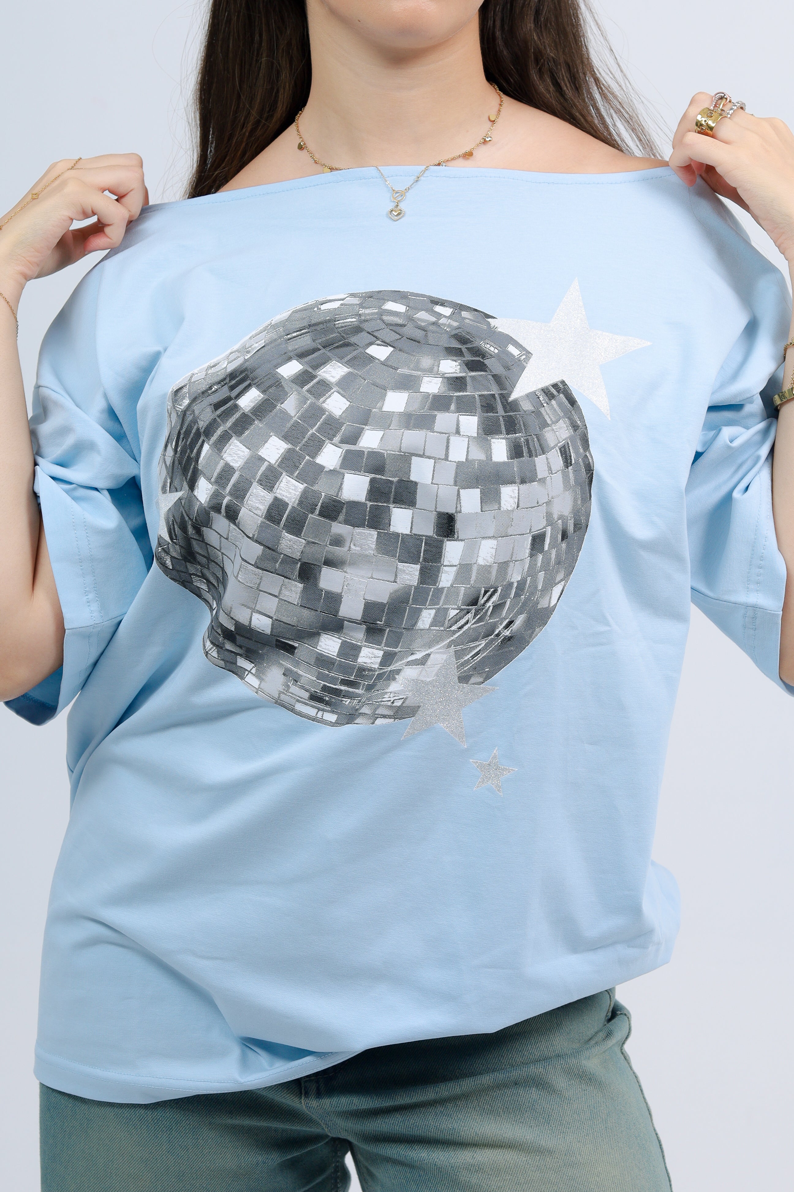 Off Shoulder Tee Printed