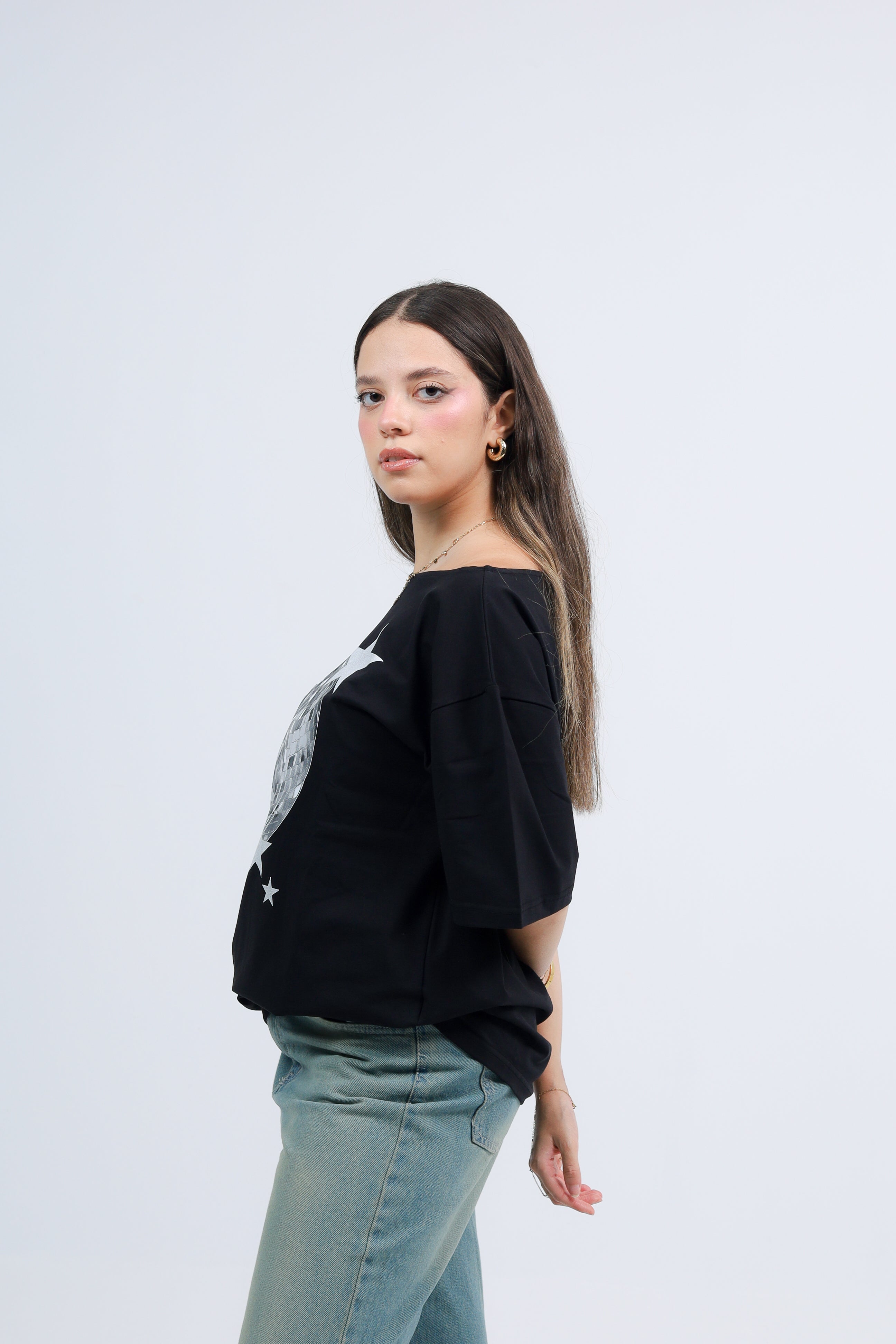 Off Shoulder Tee Printed