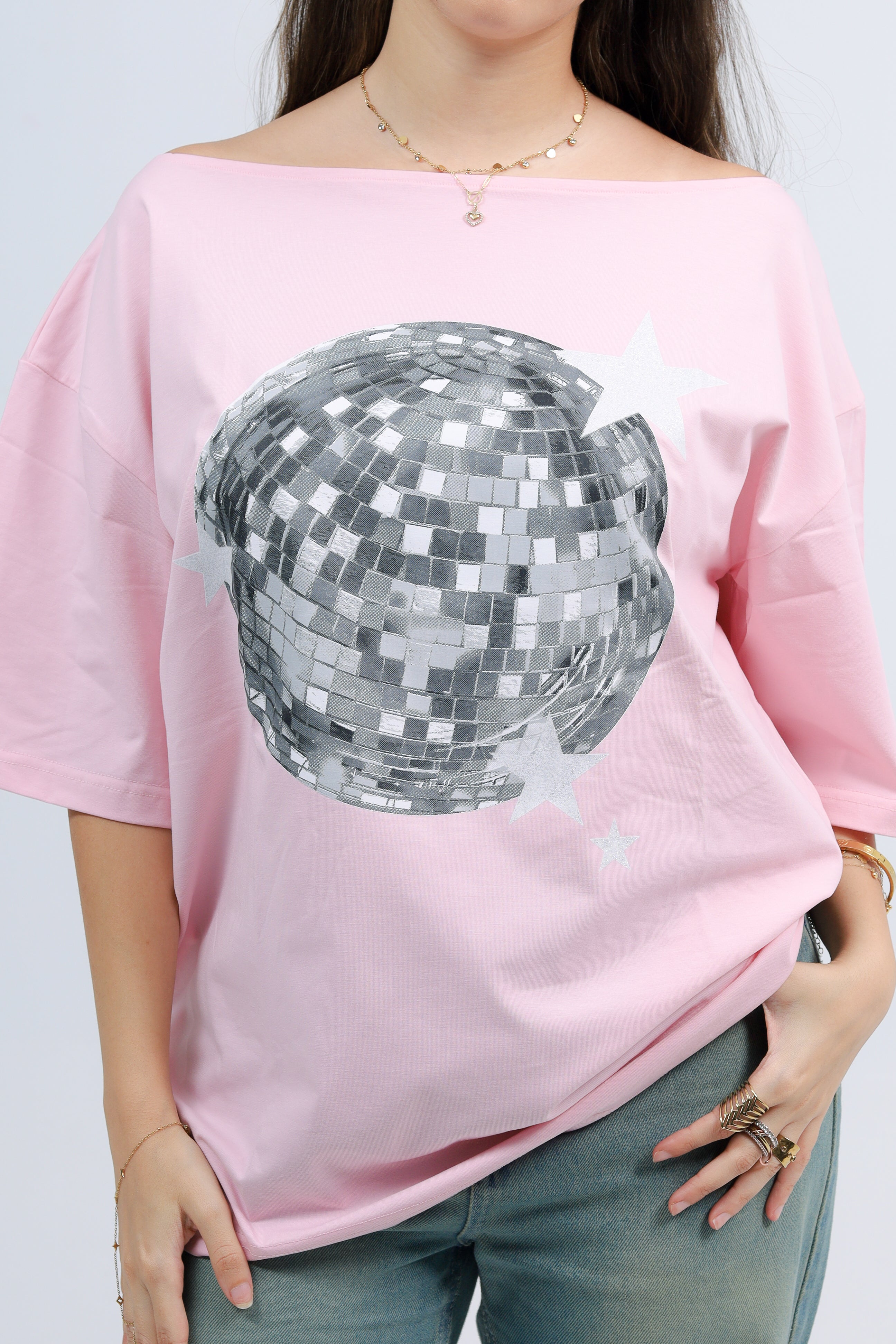 Off Shoulder Tee Printed