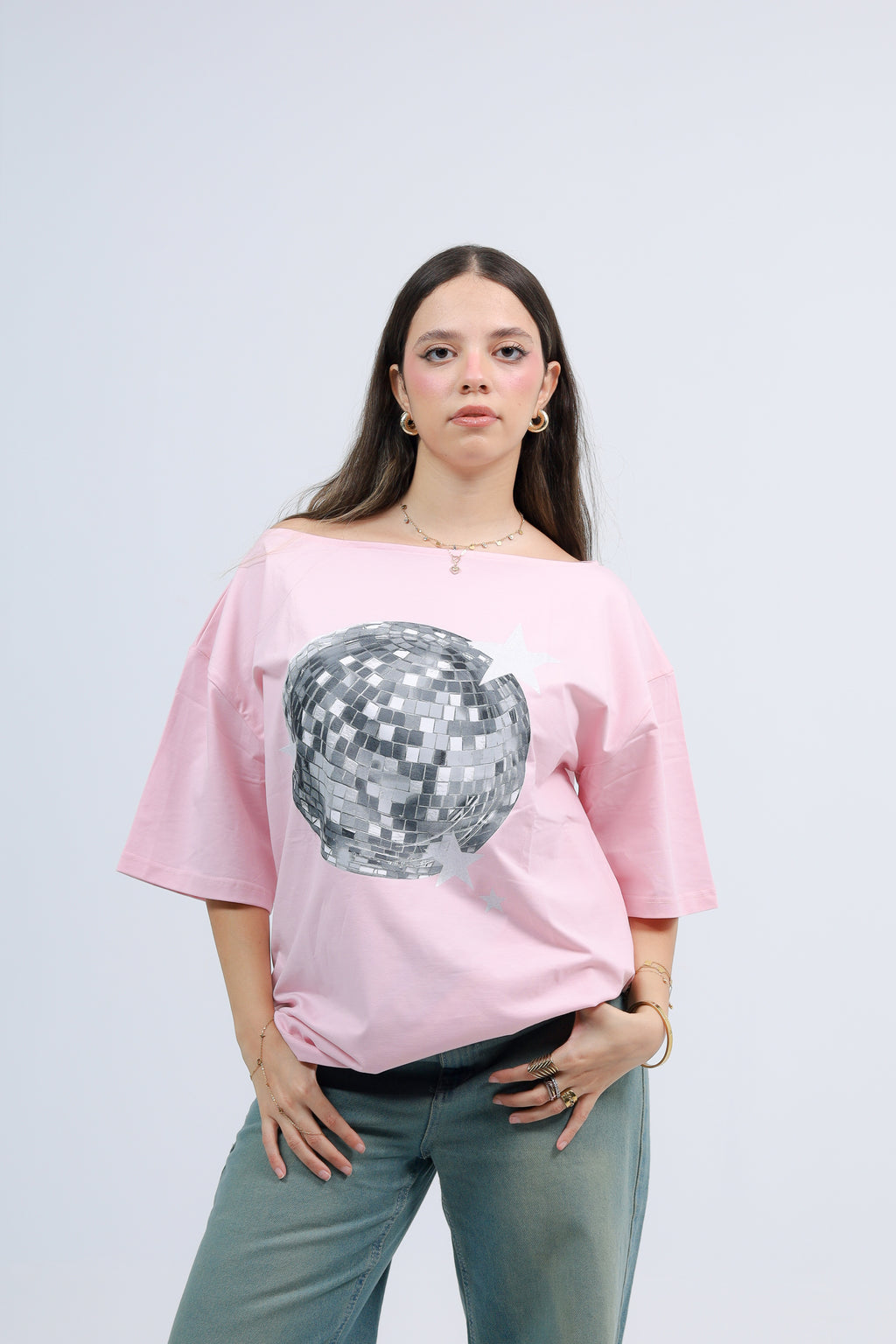 Off Shoulder Tee Printed