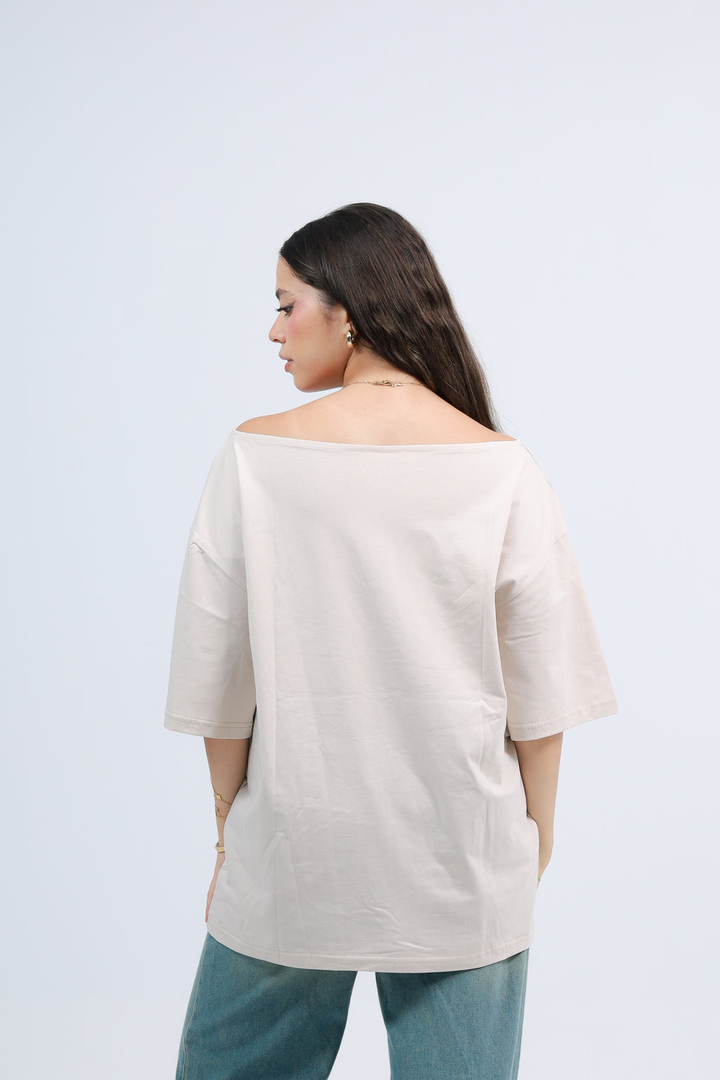 Off Shoulder Tee Printed
