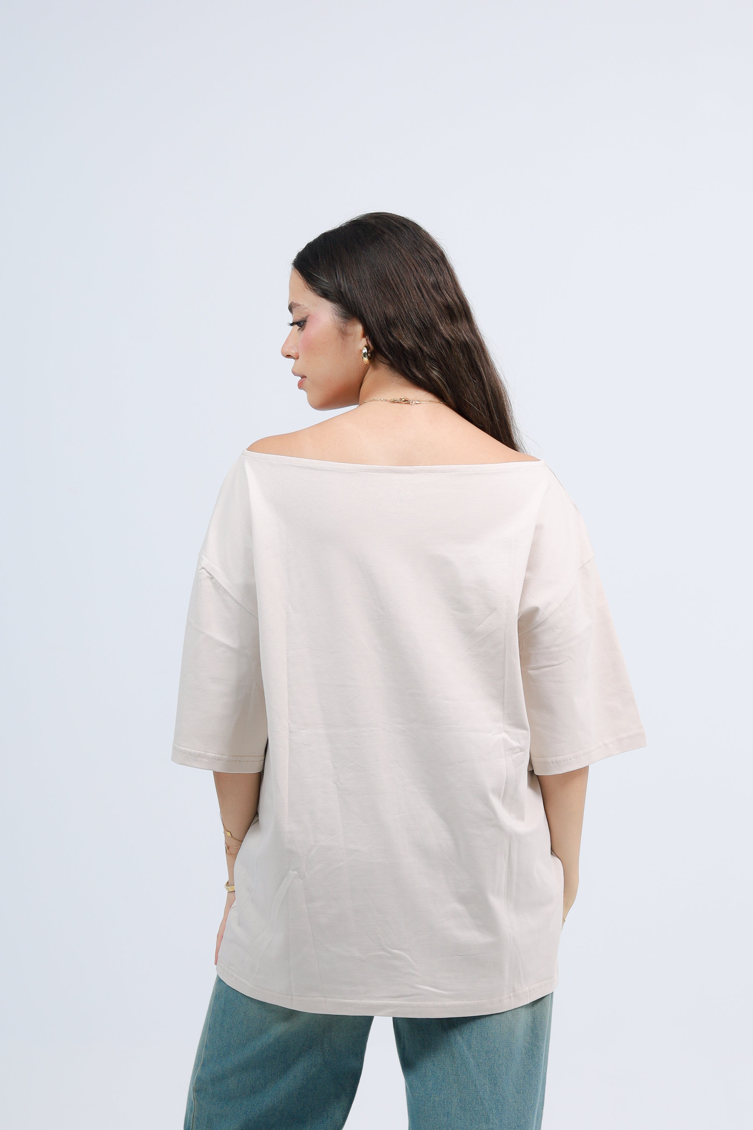 Off Shoulder Tee Printed