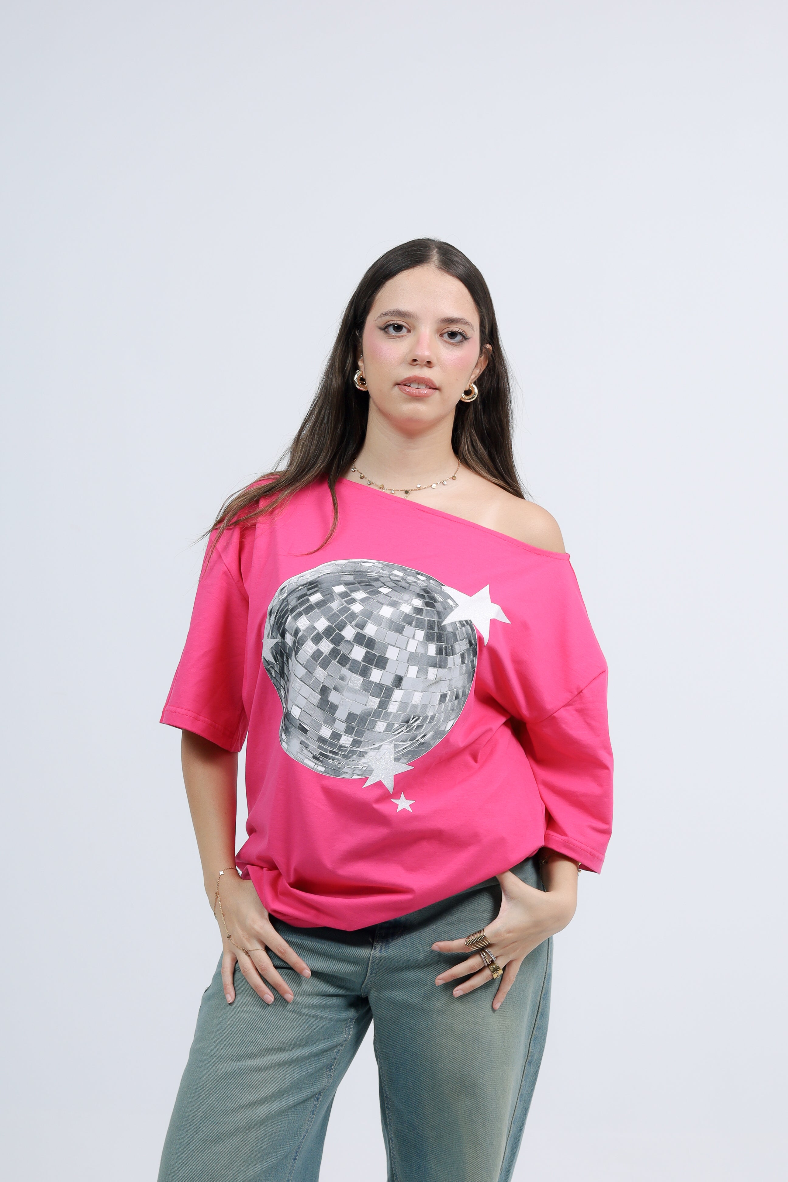 Off Shoulder Tee Printed