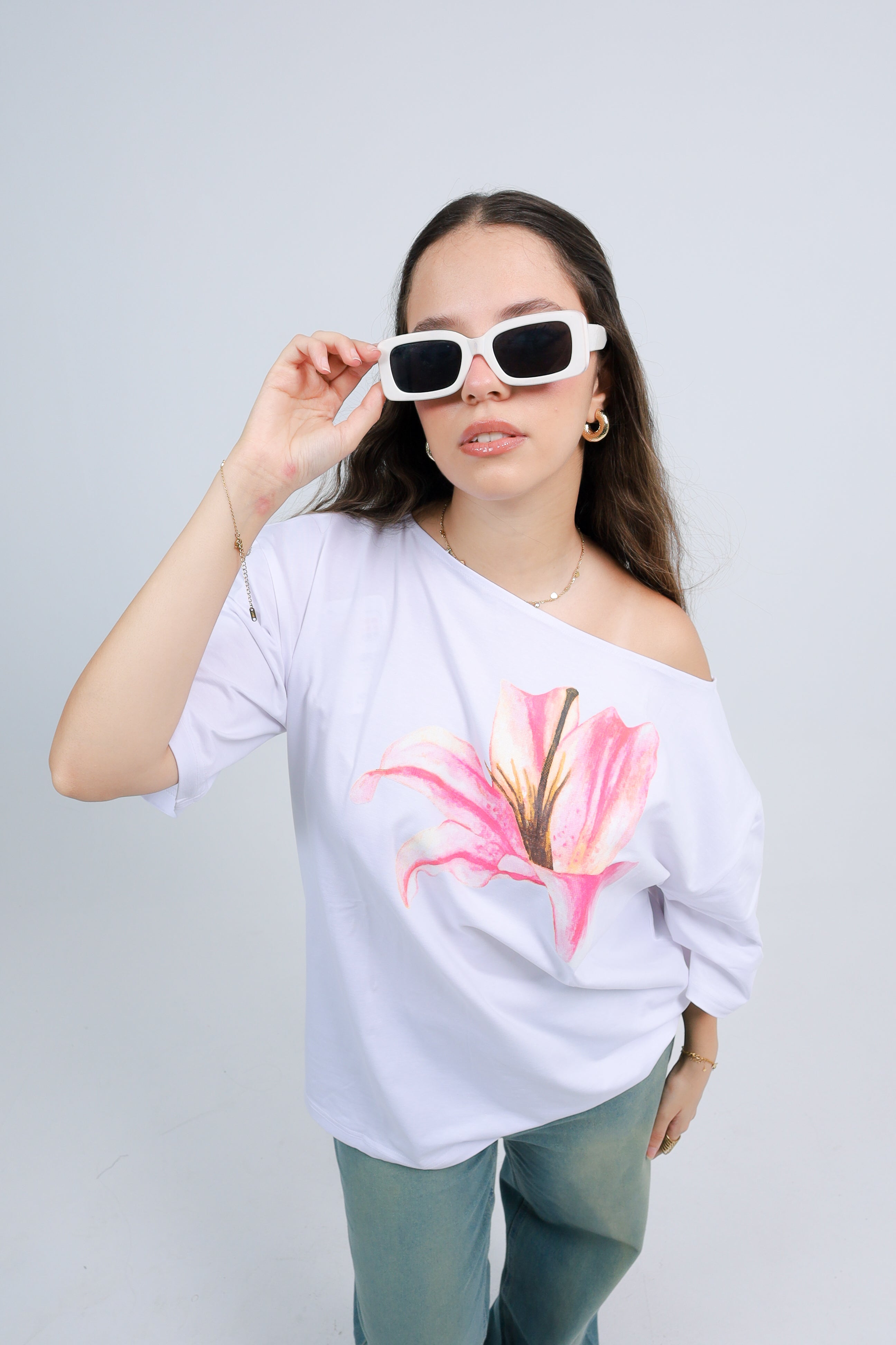 Off Shoulder Tee Printed