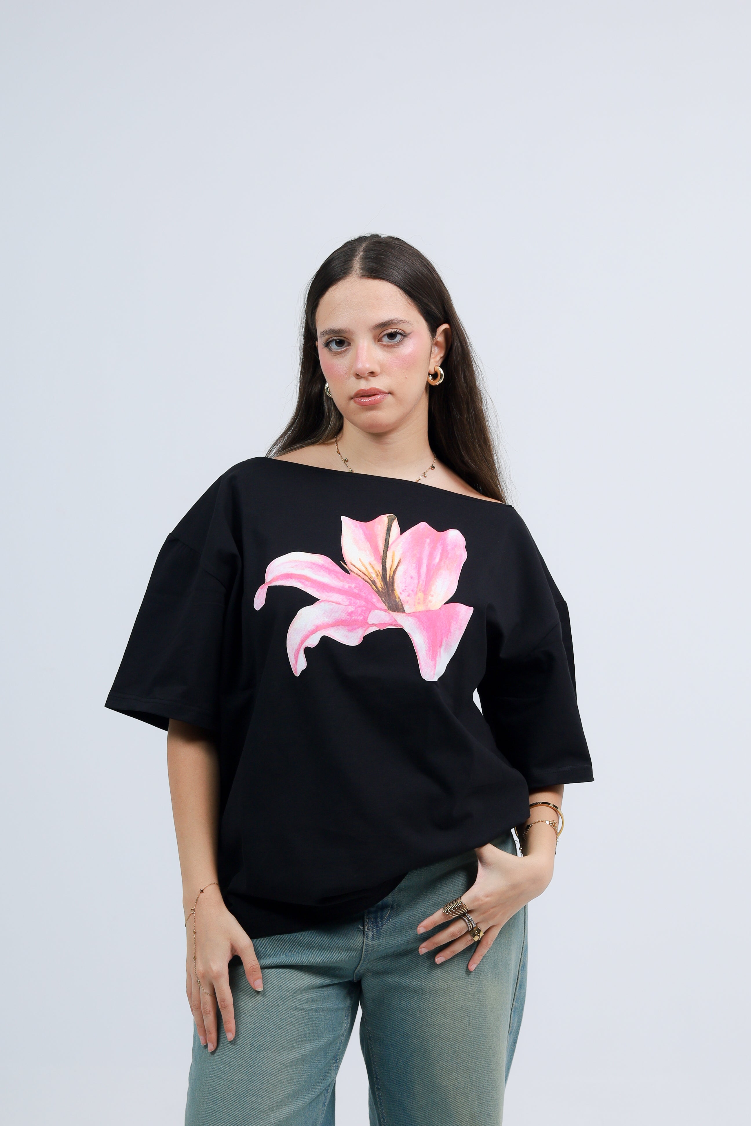 Off Shoulder Tee Printed