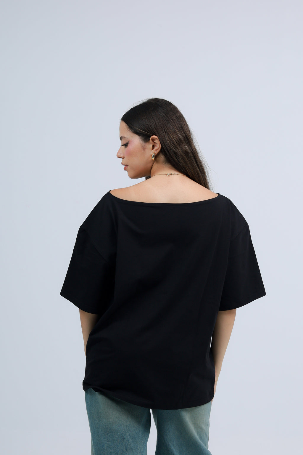 Off Shoulder Tee Printed