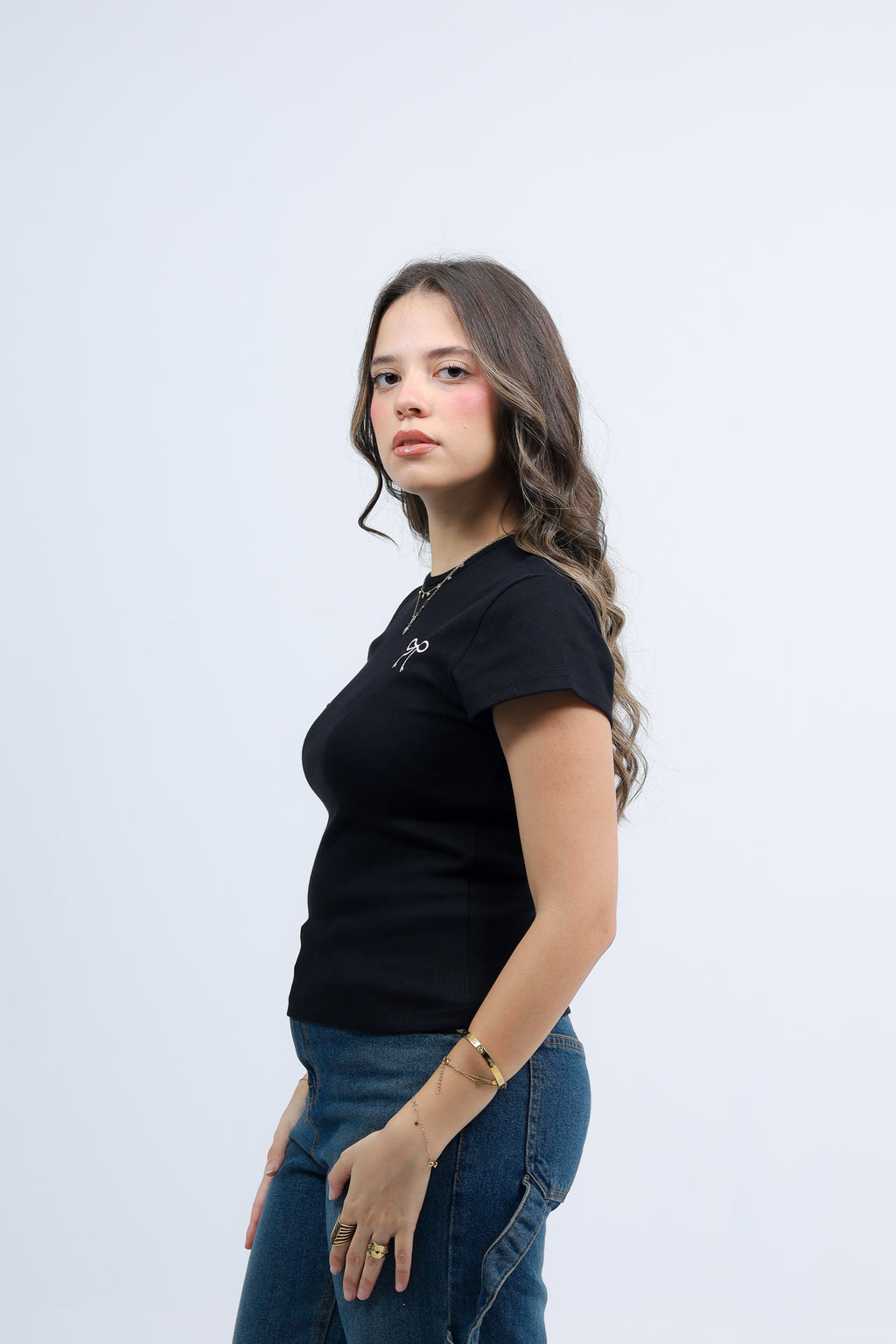Bow Ribbed Cotton Top