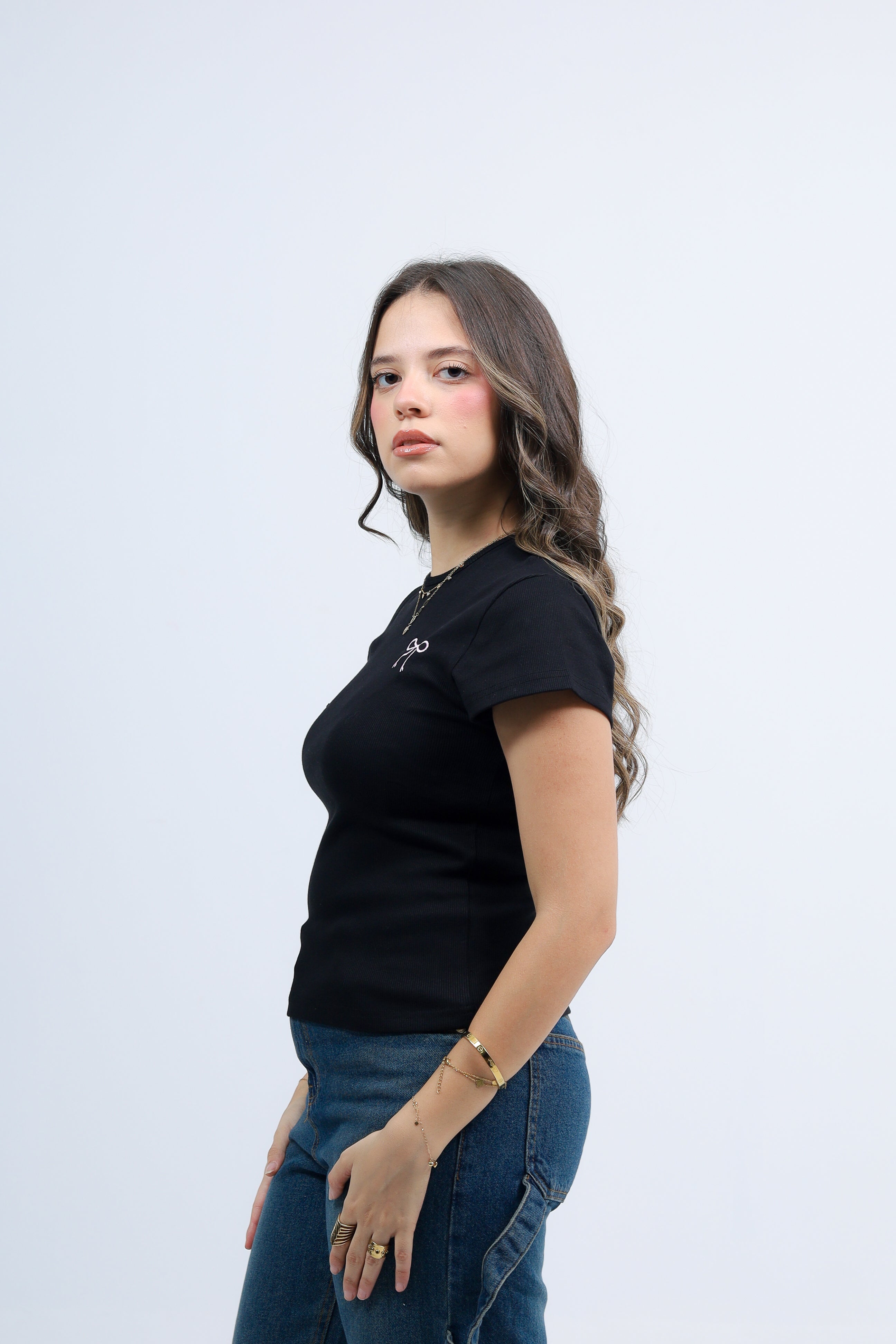 Bow Ribbed Cotton Top
