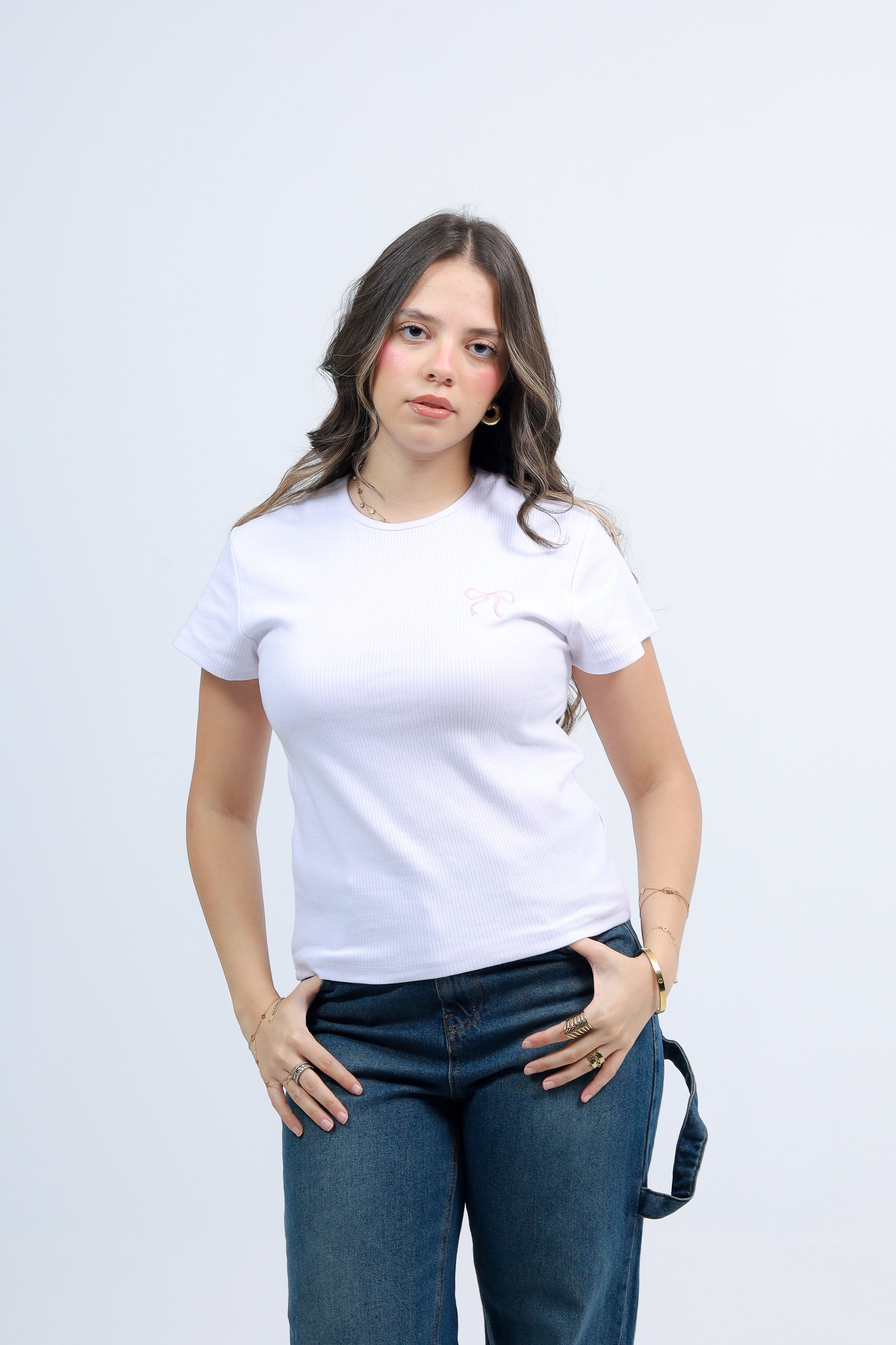 Bow Ribbed Cotton Top