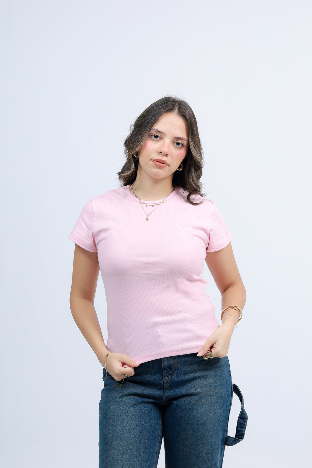 Bow Ribbed Cotton Top