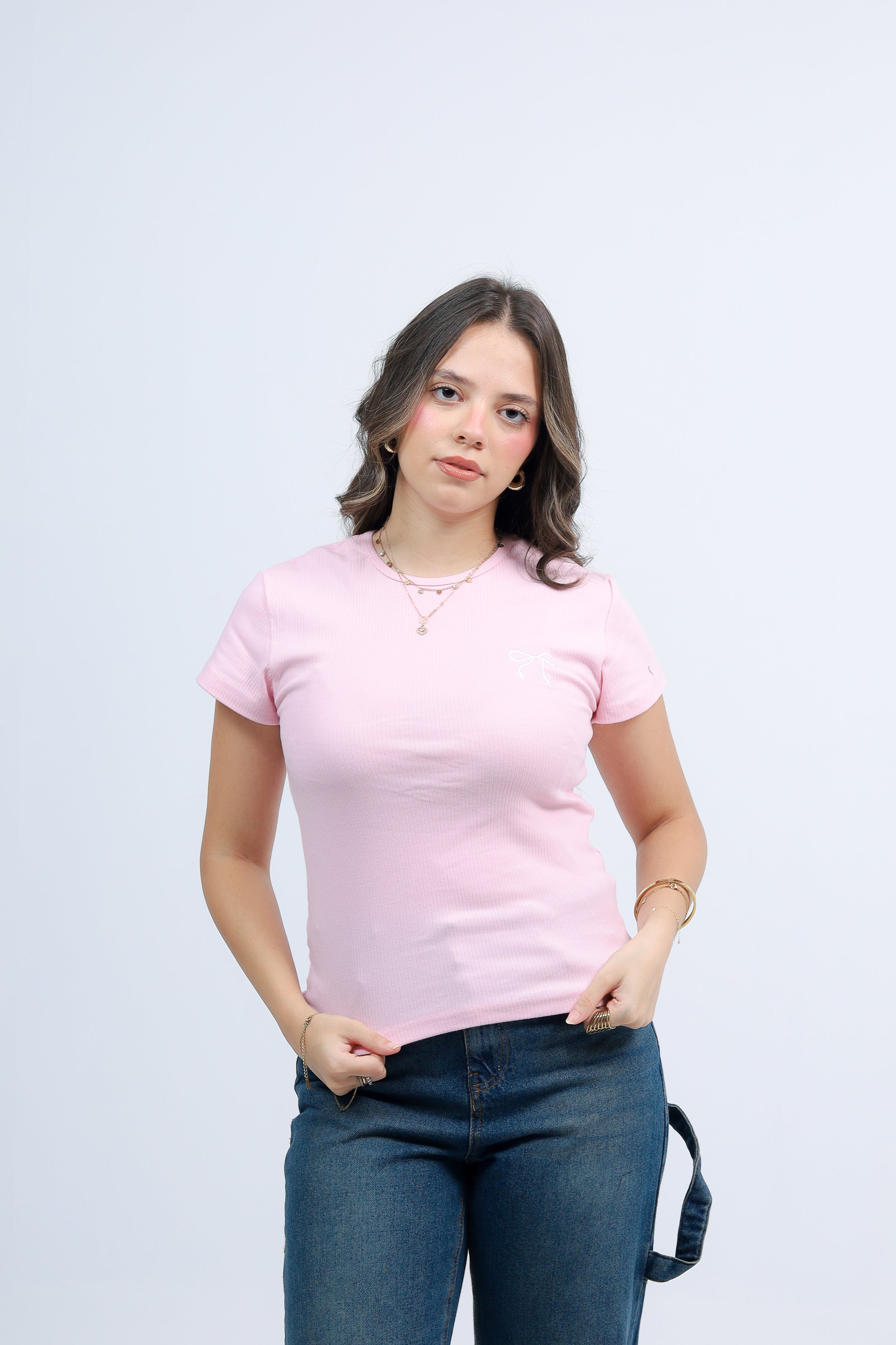Bow Ribbed Cotton Top