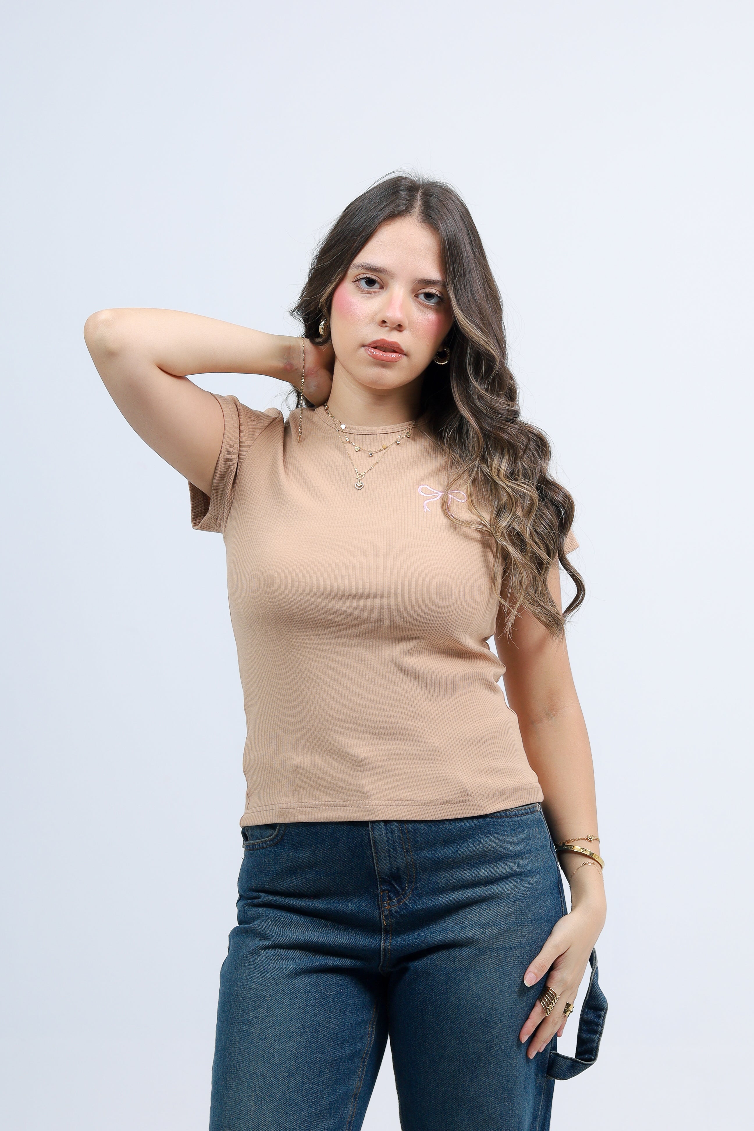 Bow Ribbed Cotton Top