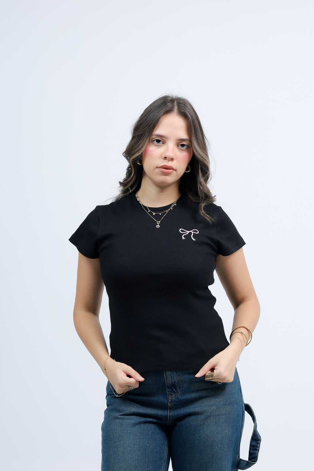 Bow Ribbed Cotton Top