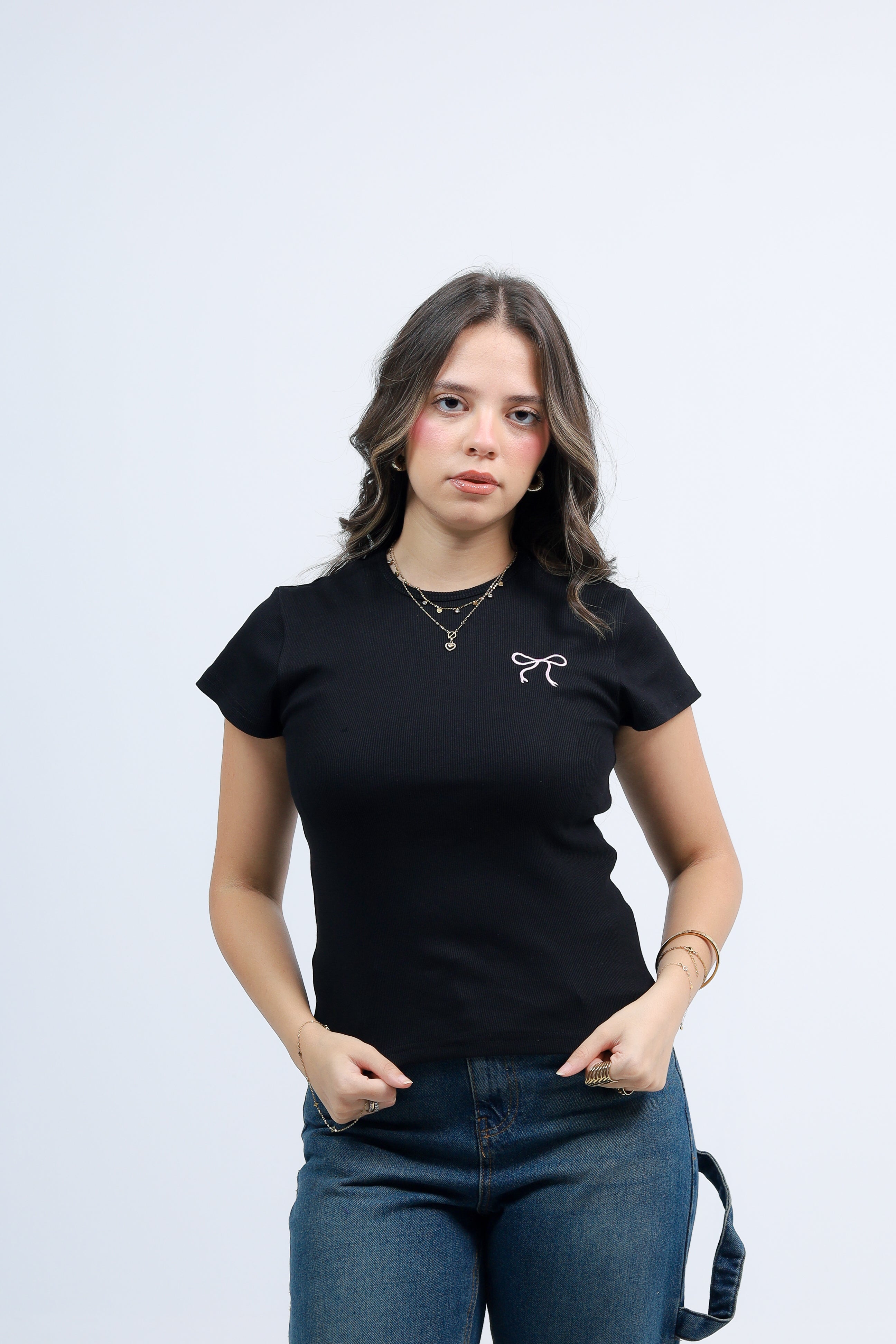 Bow Ribbed Cotton Top