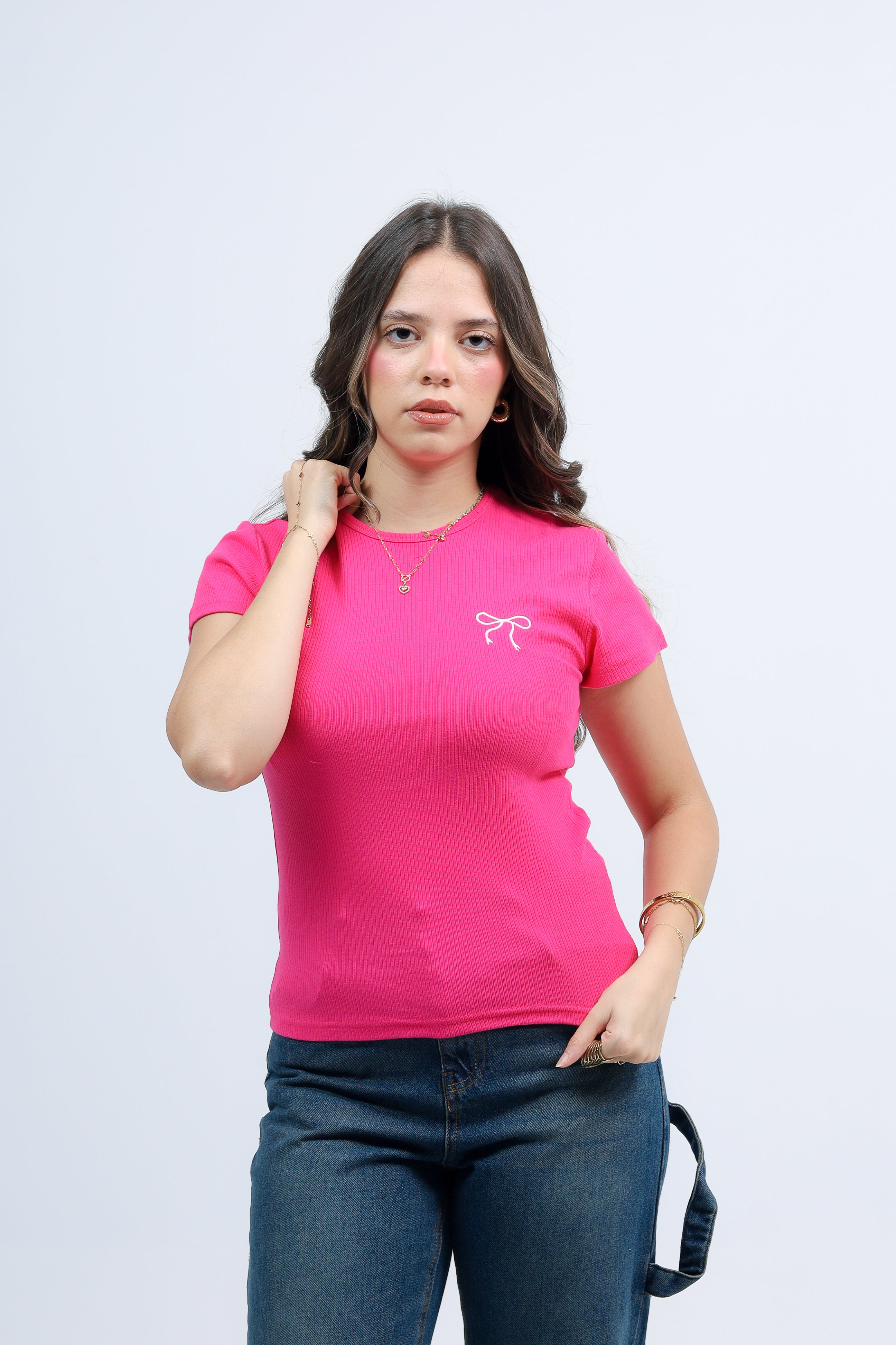 Bow Ribbed Cotton Top