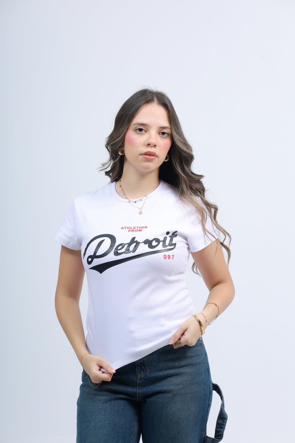 Printed Ribbed Basic Top