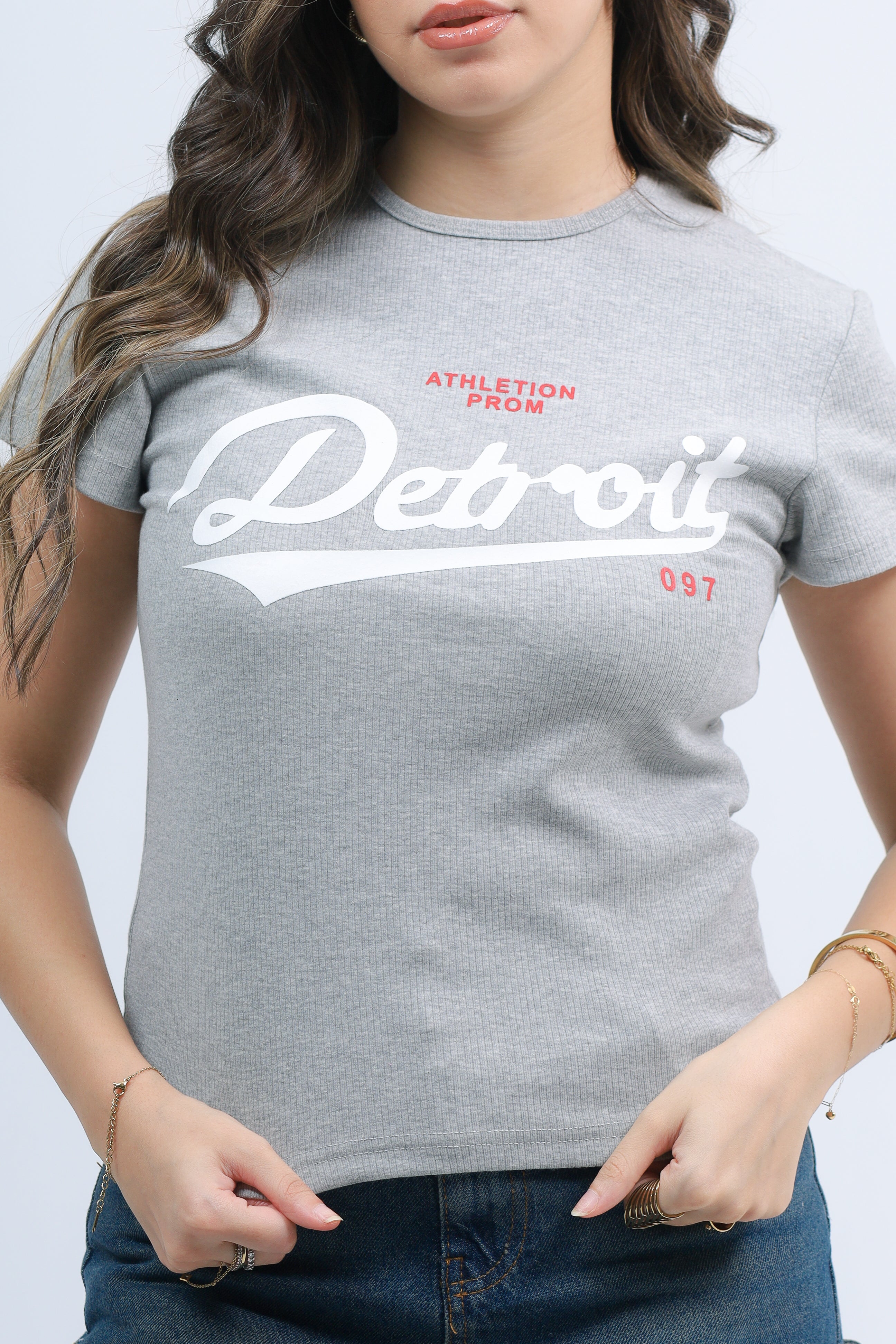 Printed Ribbed Basic Top