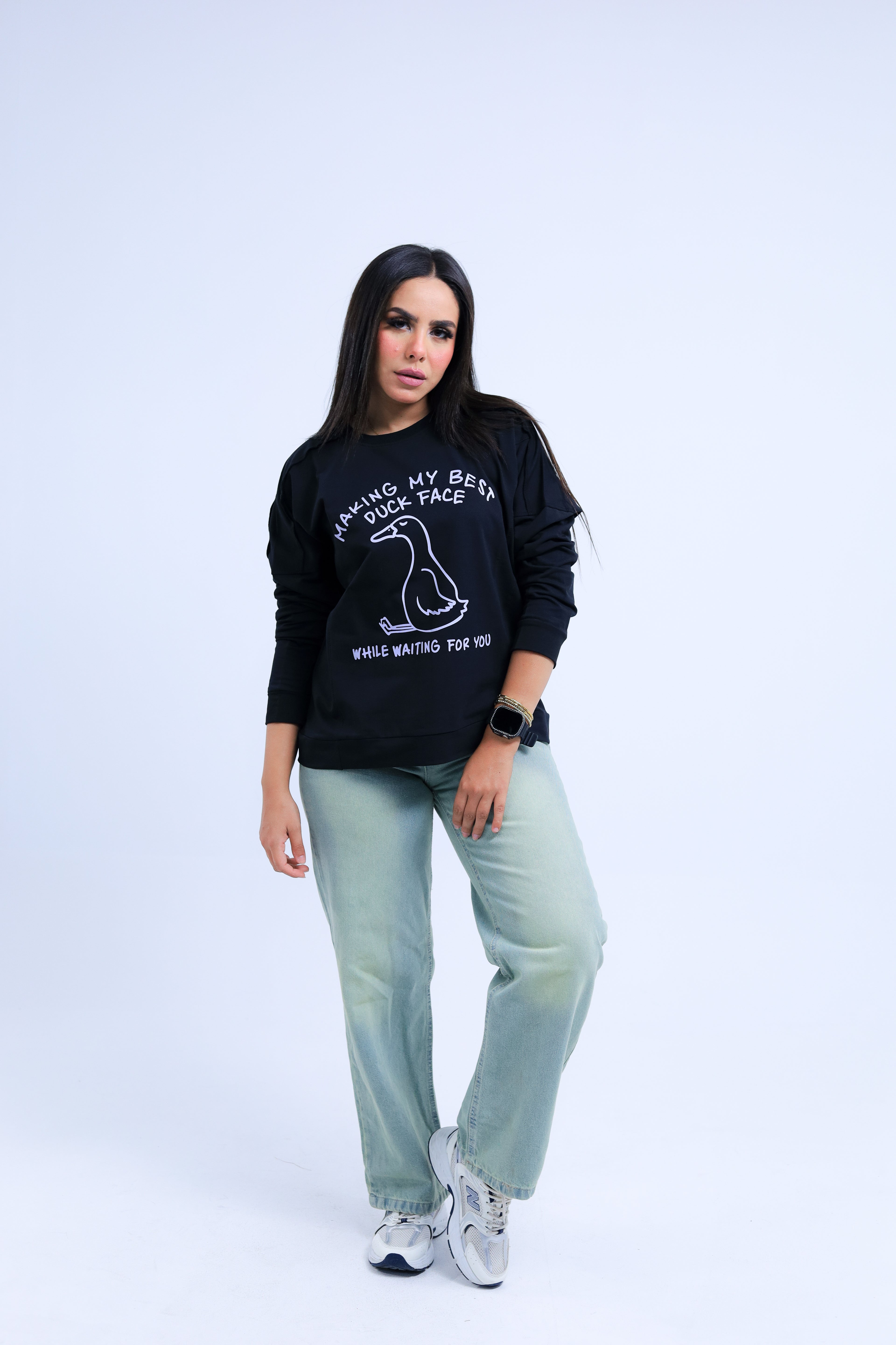 Duck Face Long Sleeve Printed Tee