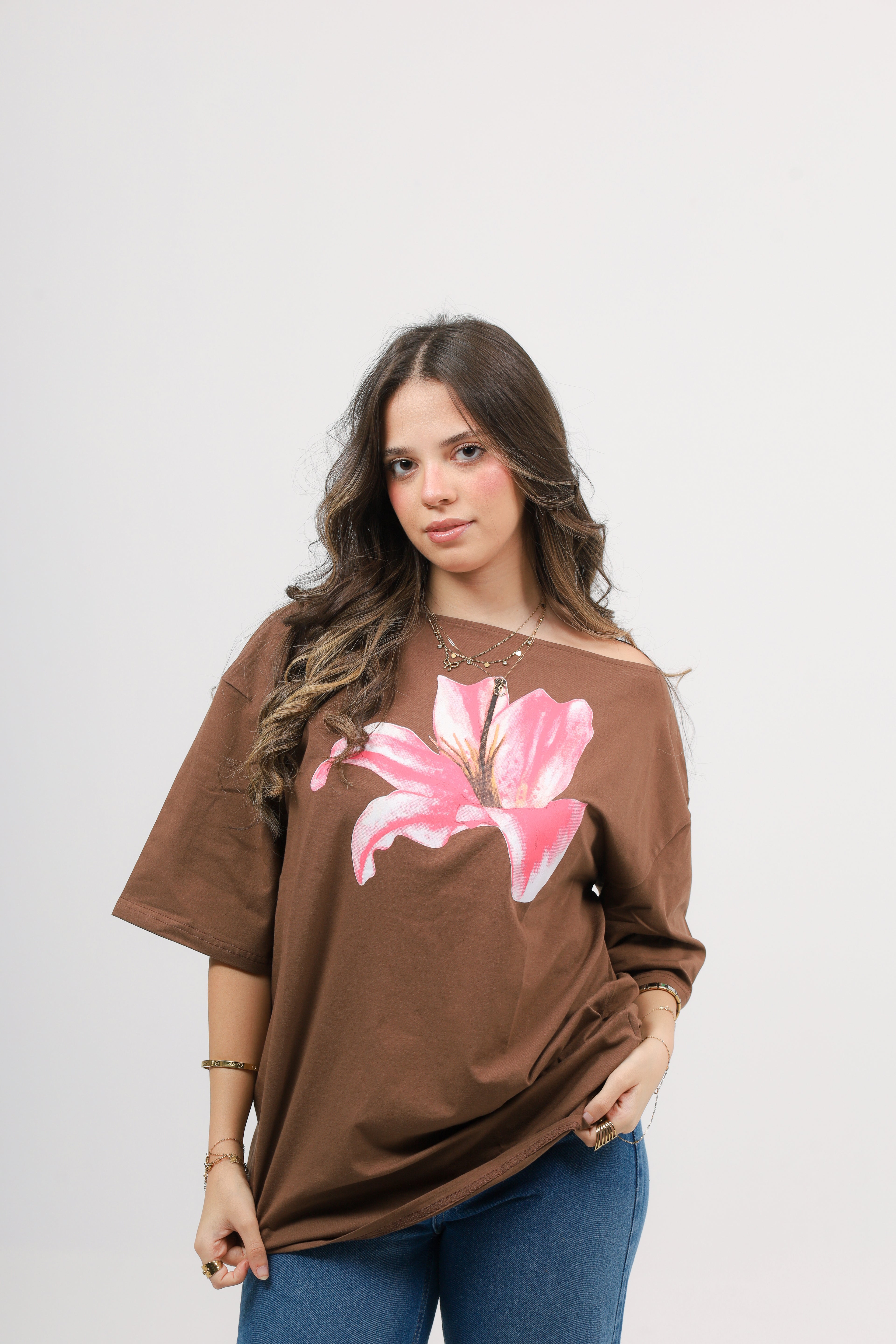 Off Shoulder Tee Printed