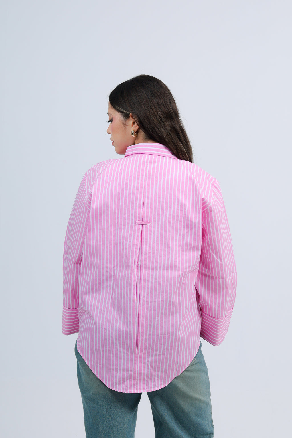 Oversized Striped Shirt - Pink