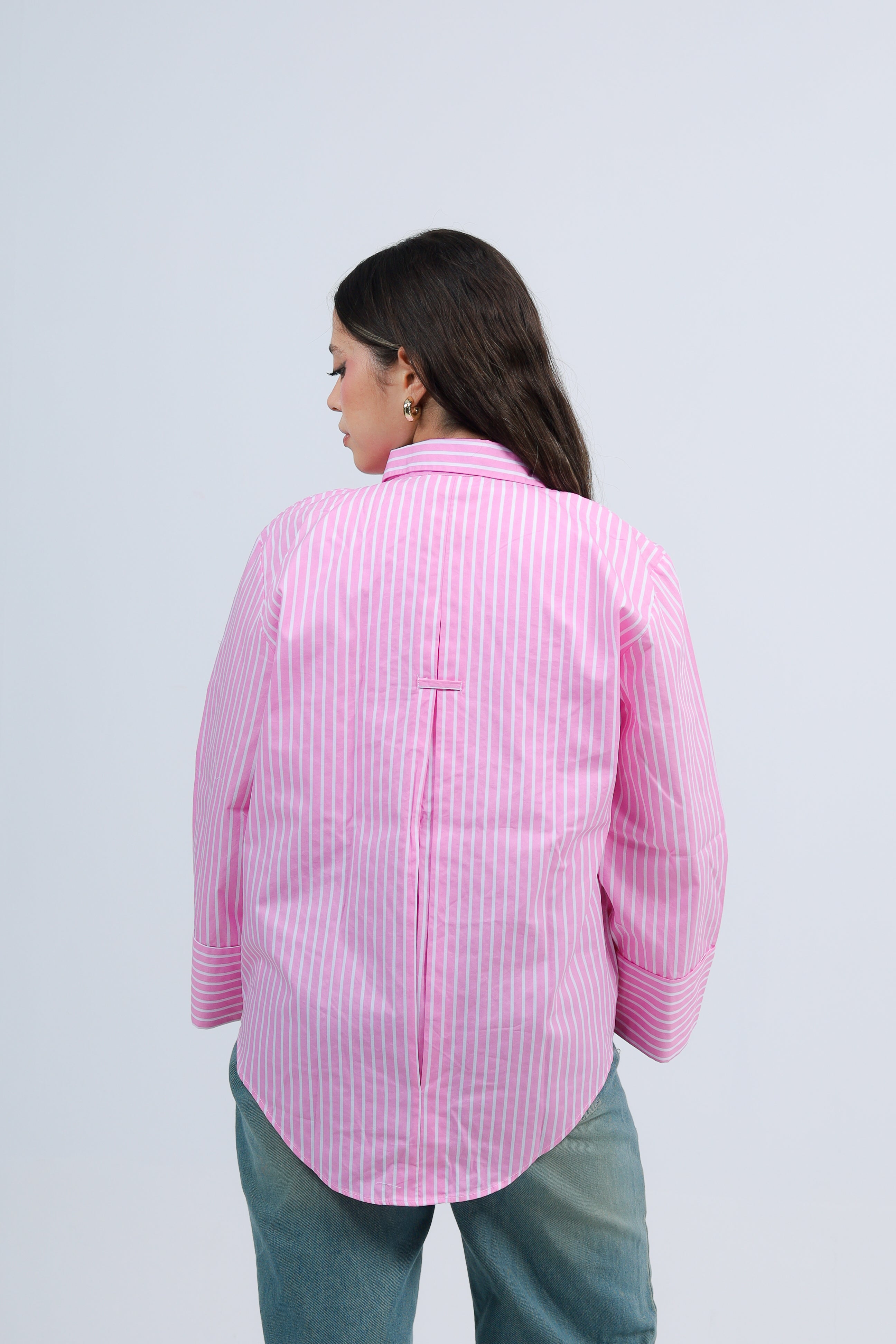 Oversized Striped Shirt - Pink