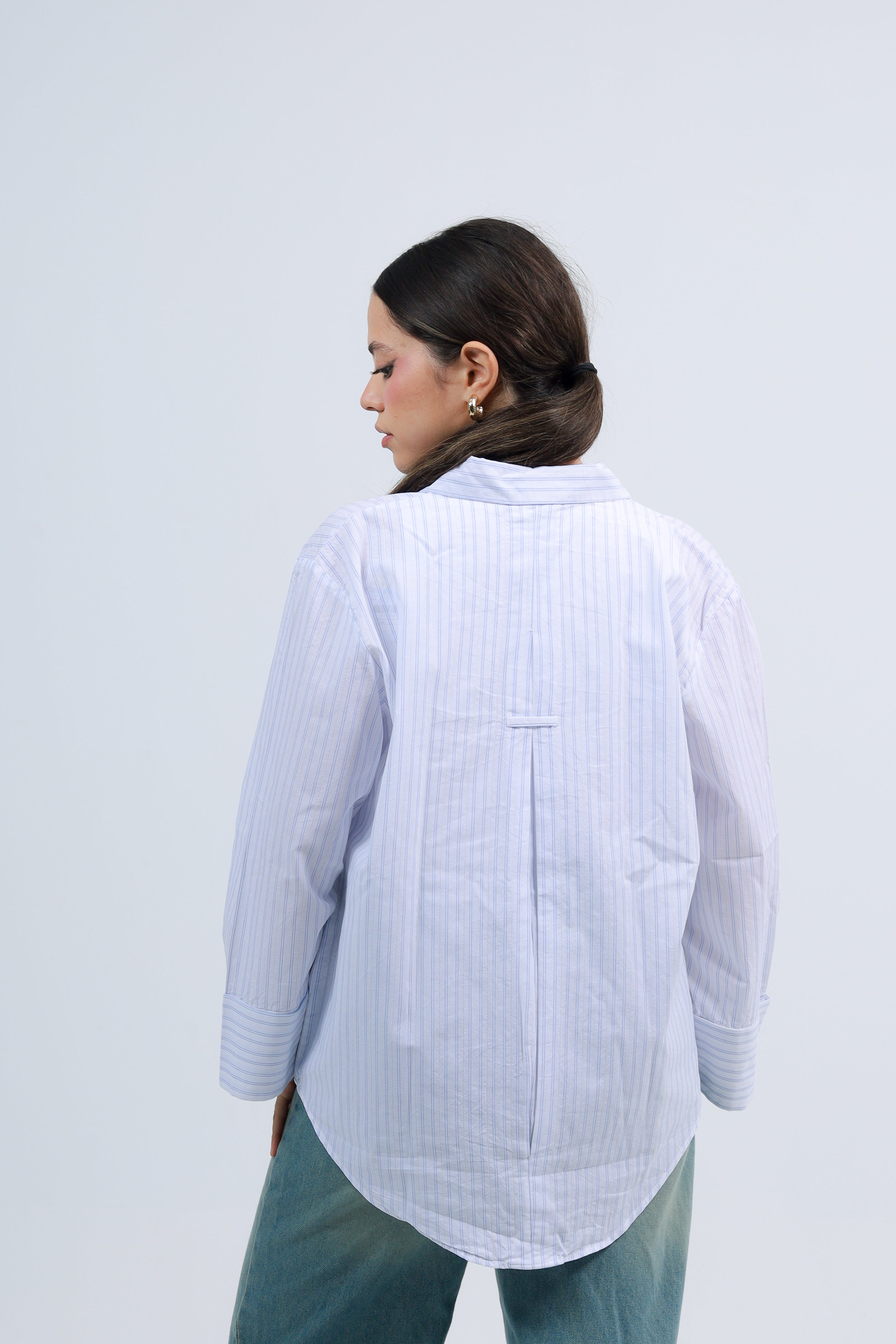 Oversized Striped Shirt - Baby Blue