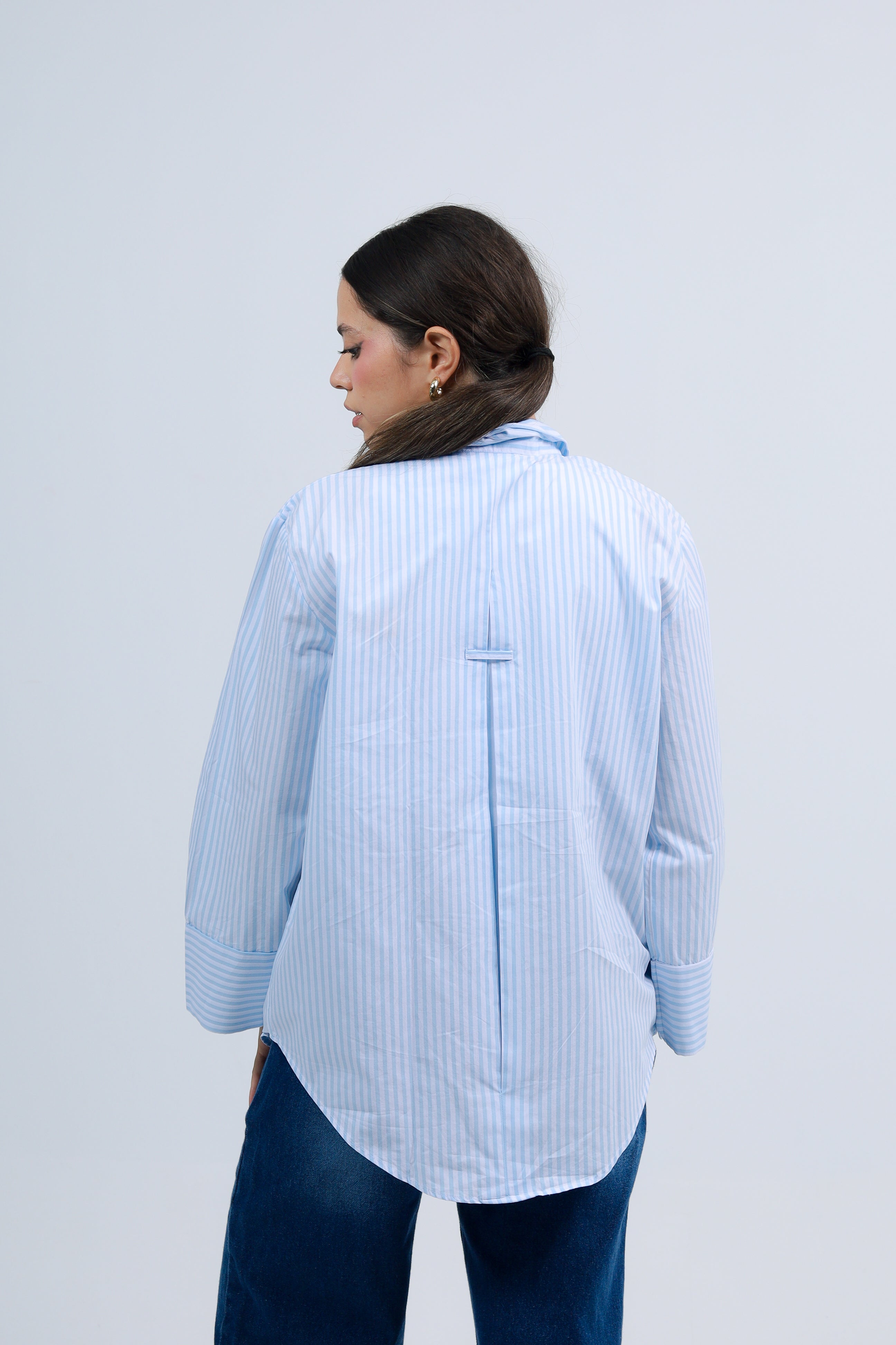Oversized Striped Shirt - Baby Blue