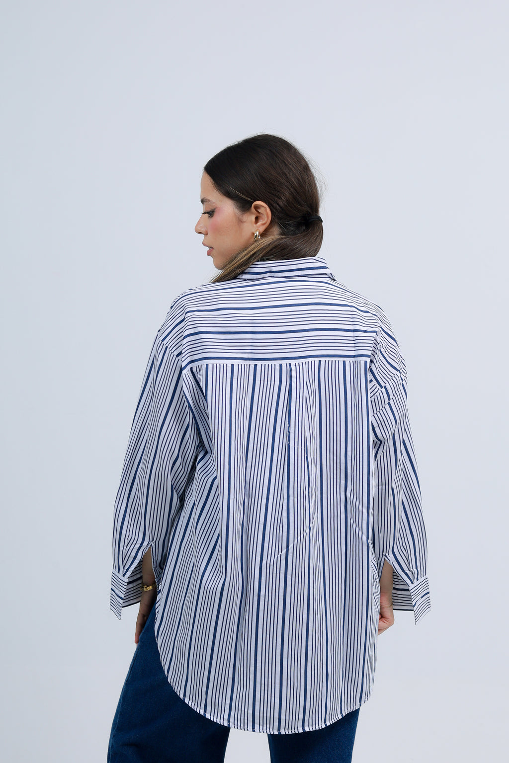 Oversized Striped Shirt - Blue