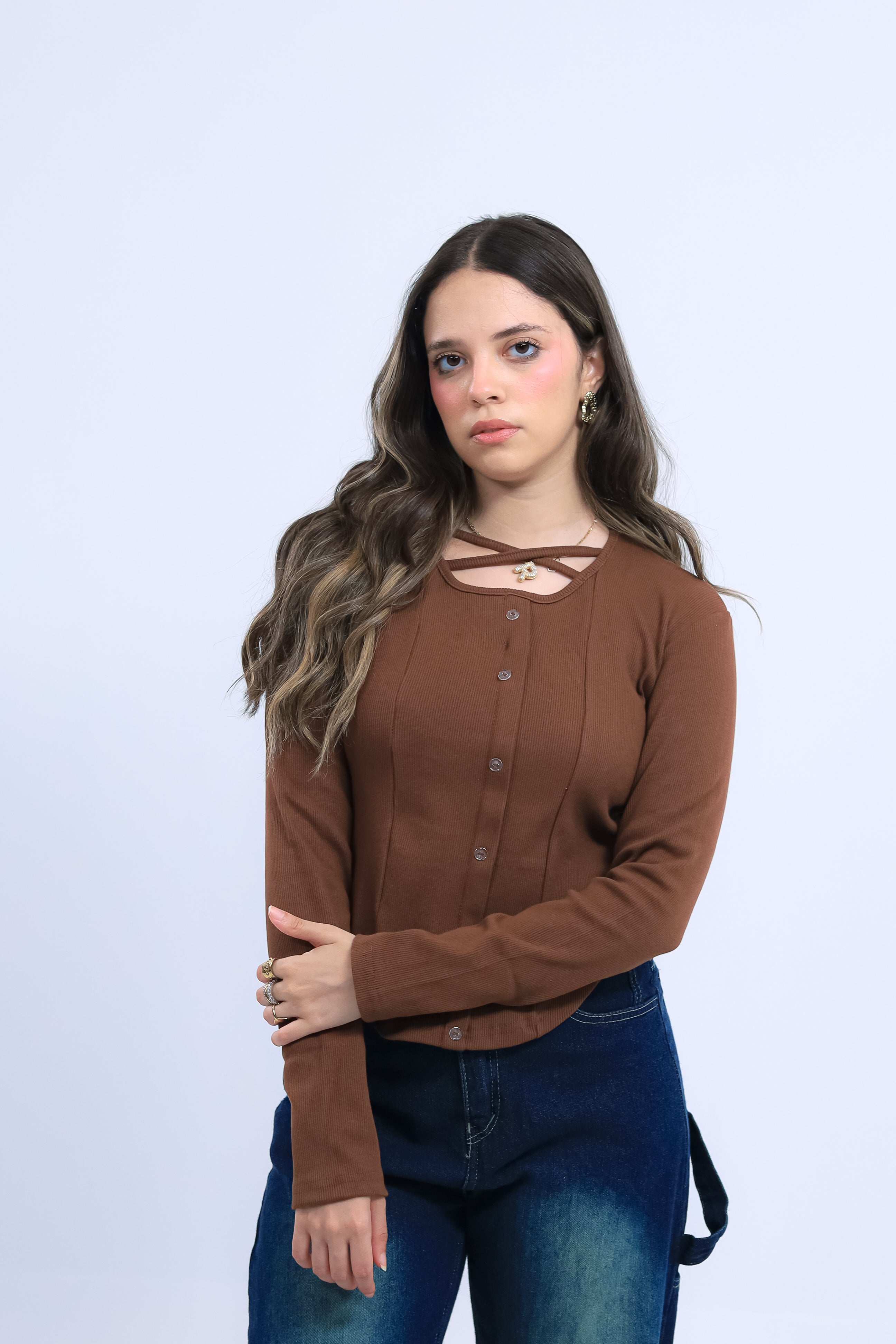 Ribbed Button Tee