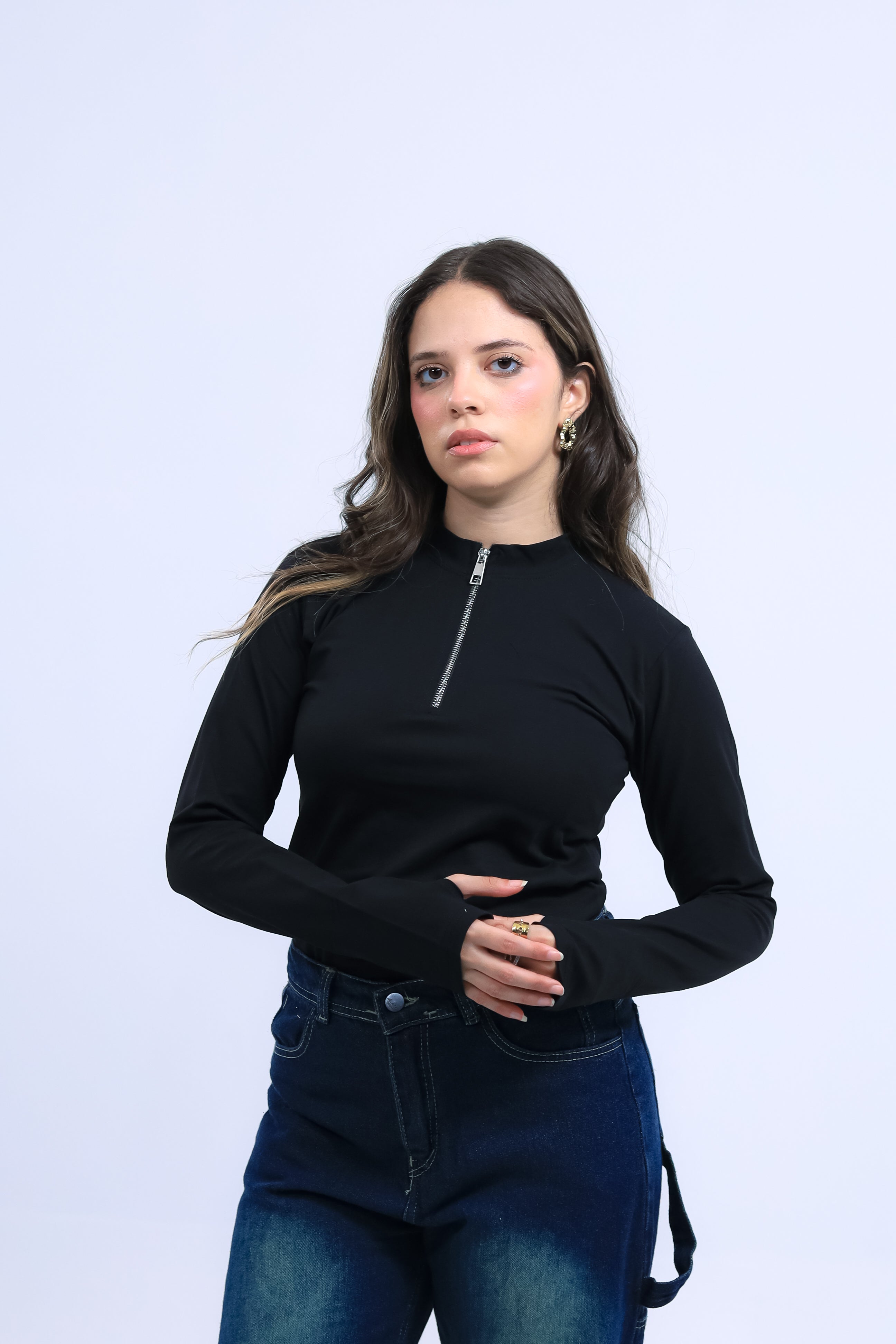Fitted Zip Tee Long Sleeve