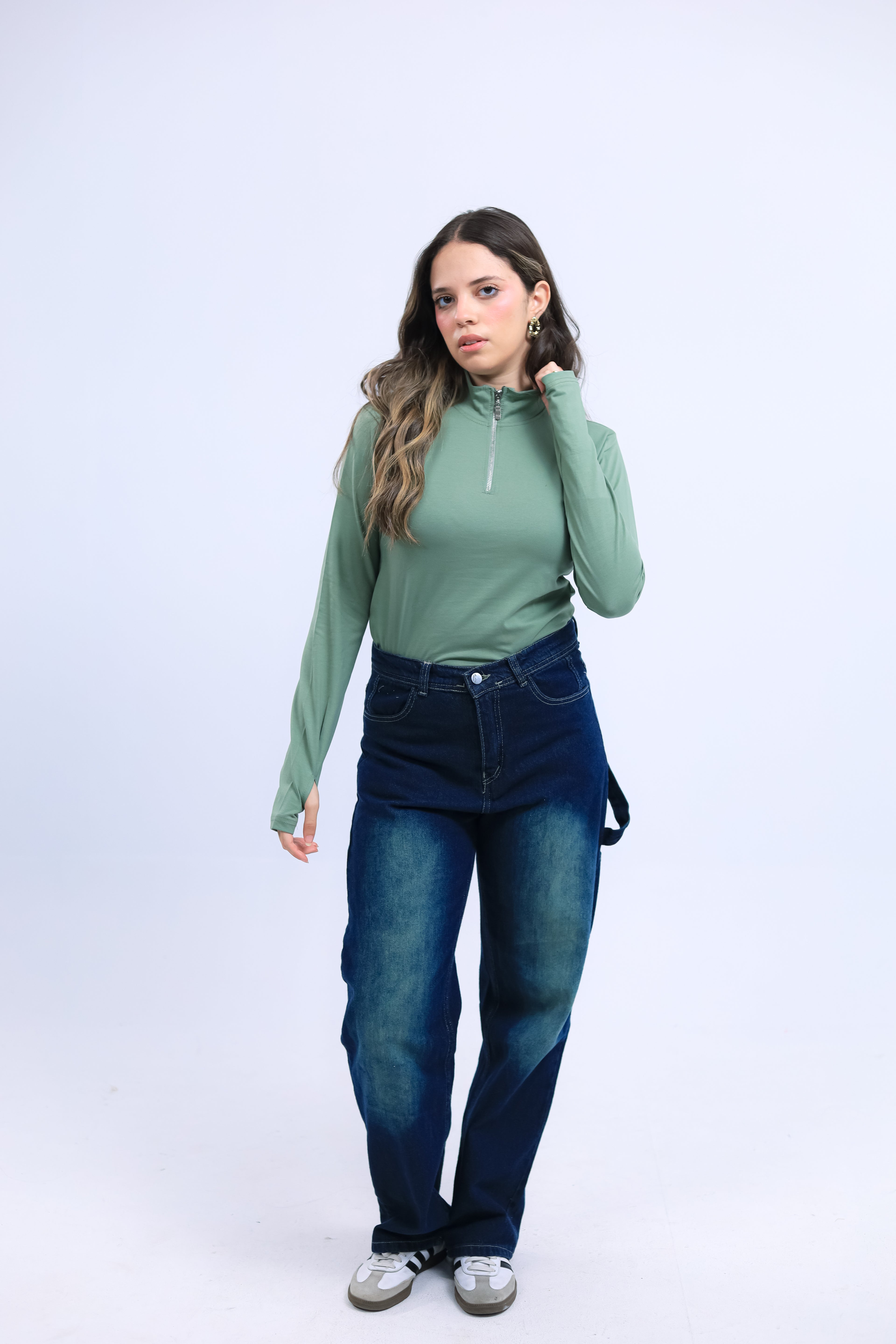 Fitted Zip Tee Long Sleeve