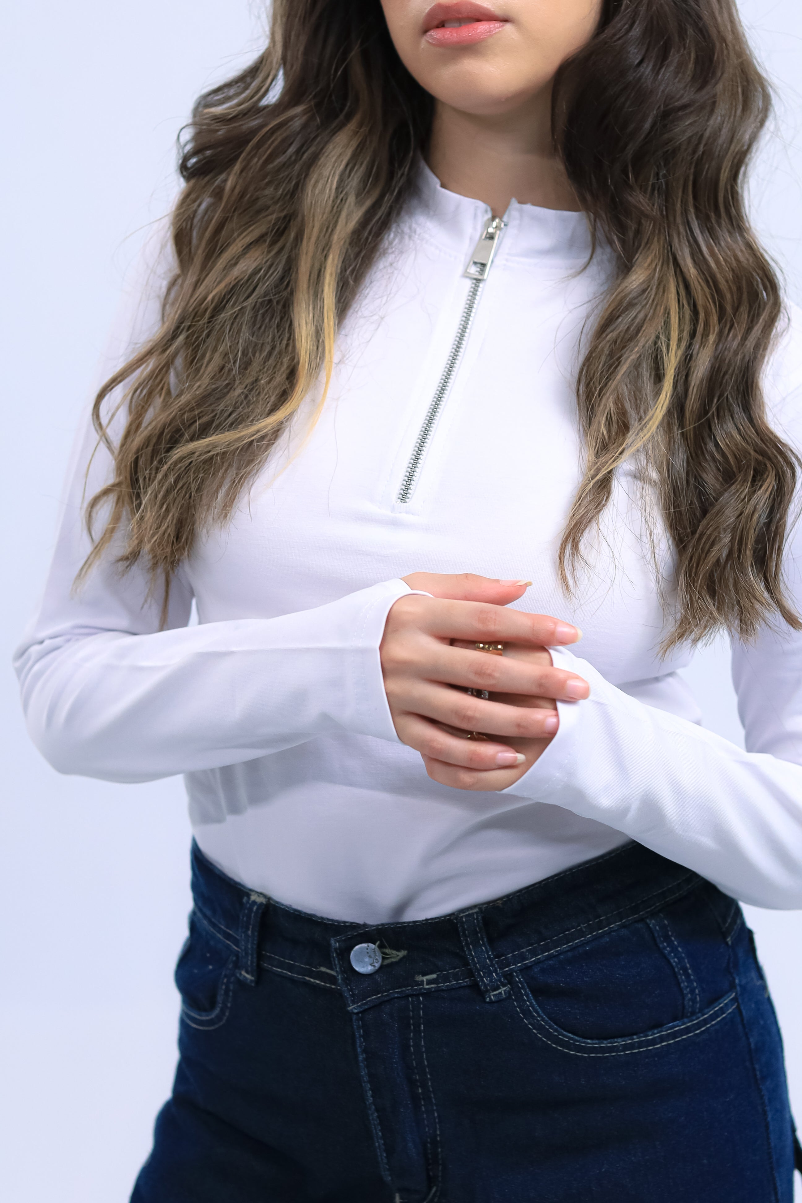 Fitted Zip Tee Long Sleeve
