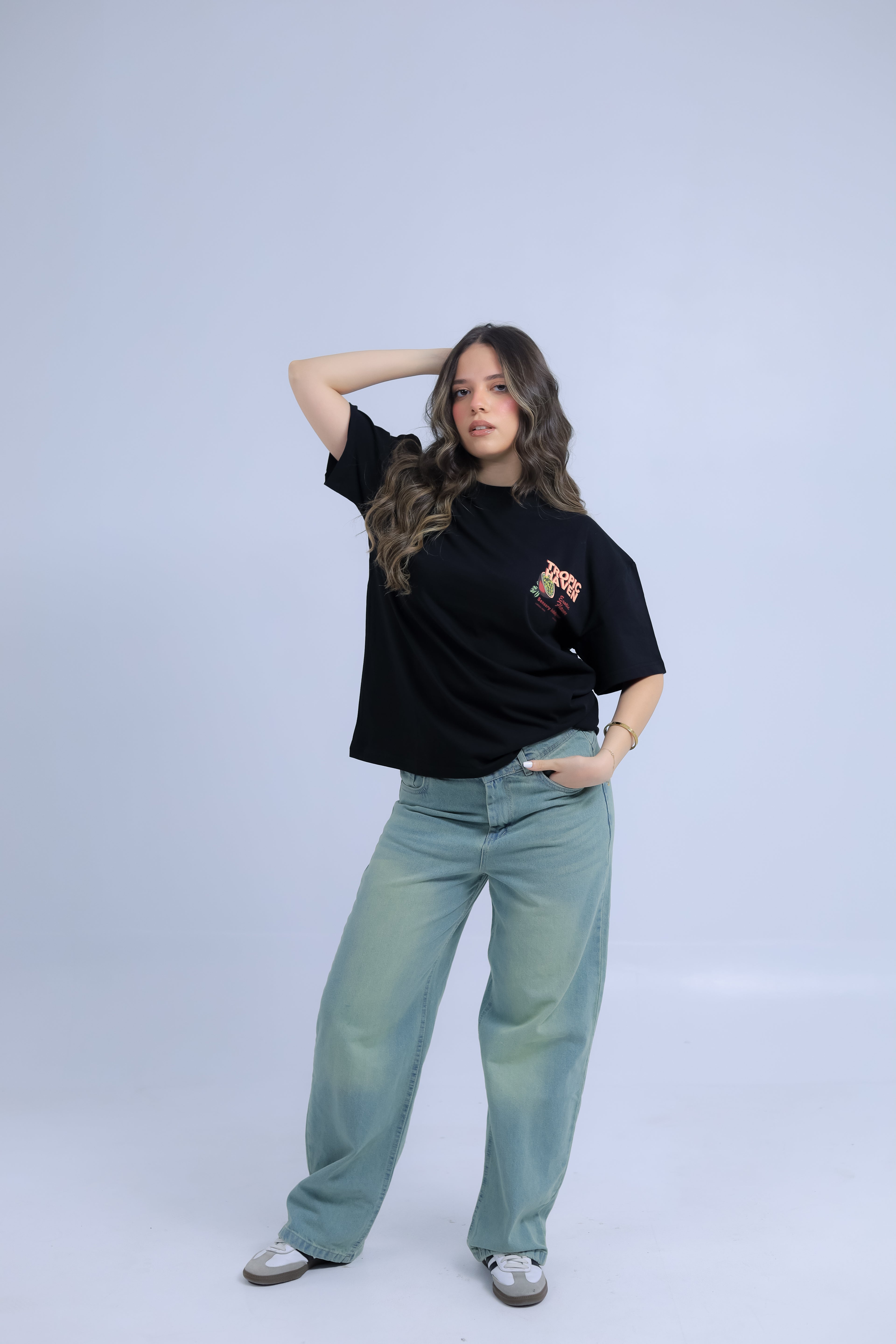 Oversized Tropic Haven Print T-shirt