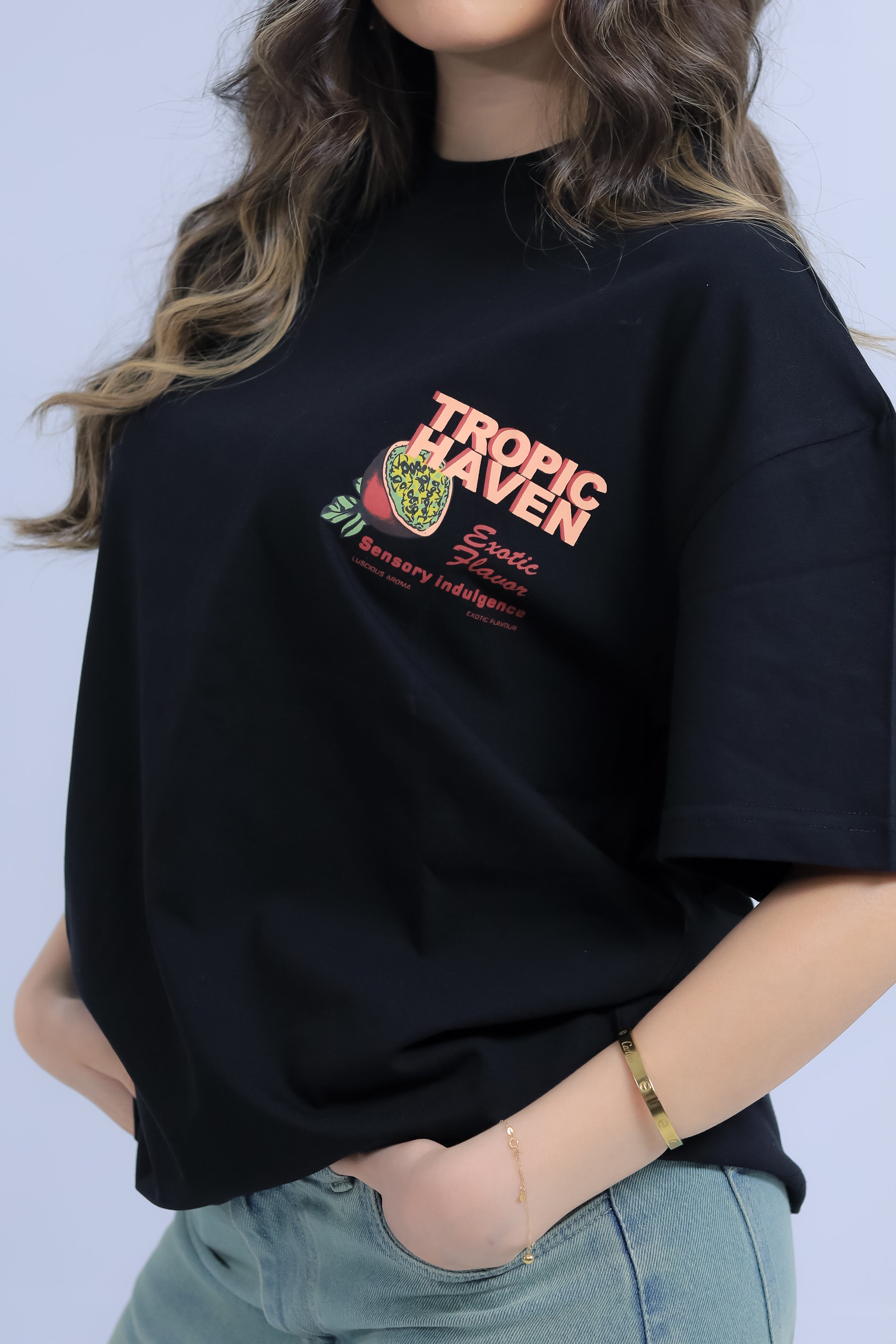 Oversized Tropic Haven Print T-shirt