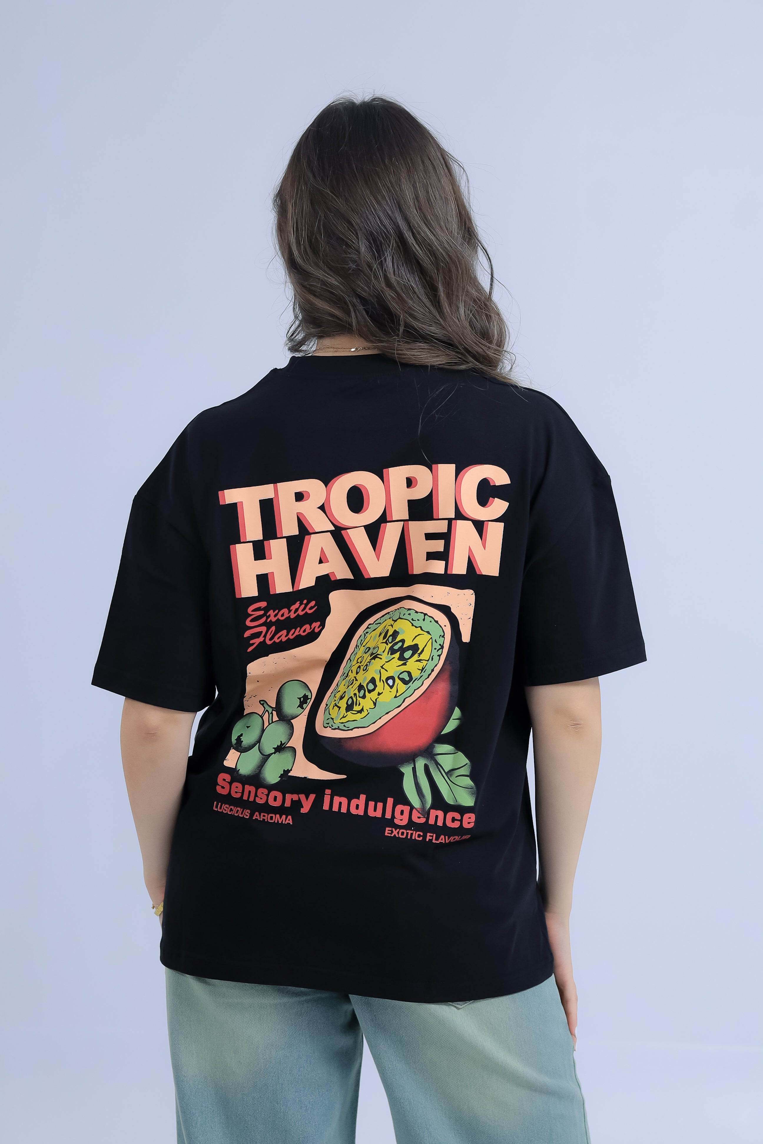 Oversized Tropic Haven Print T-shirt
