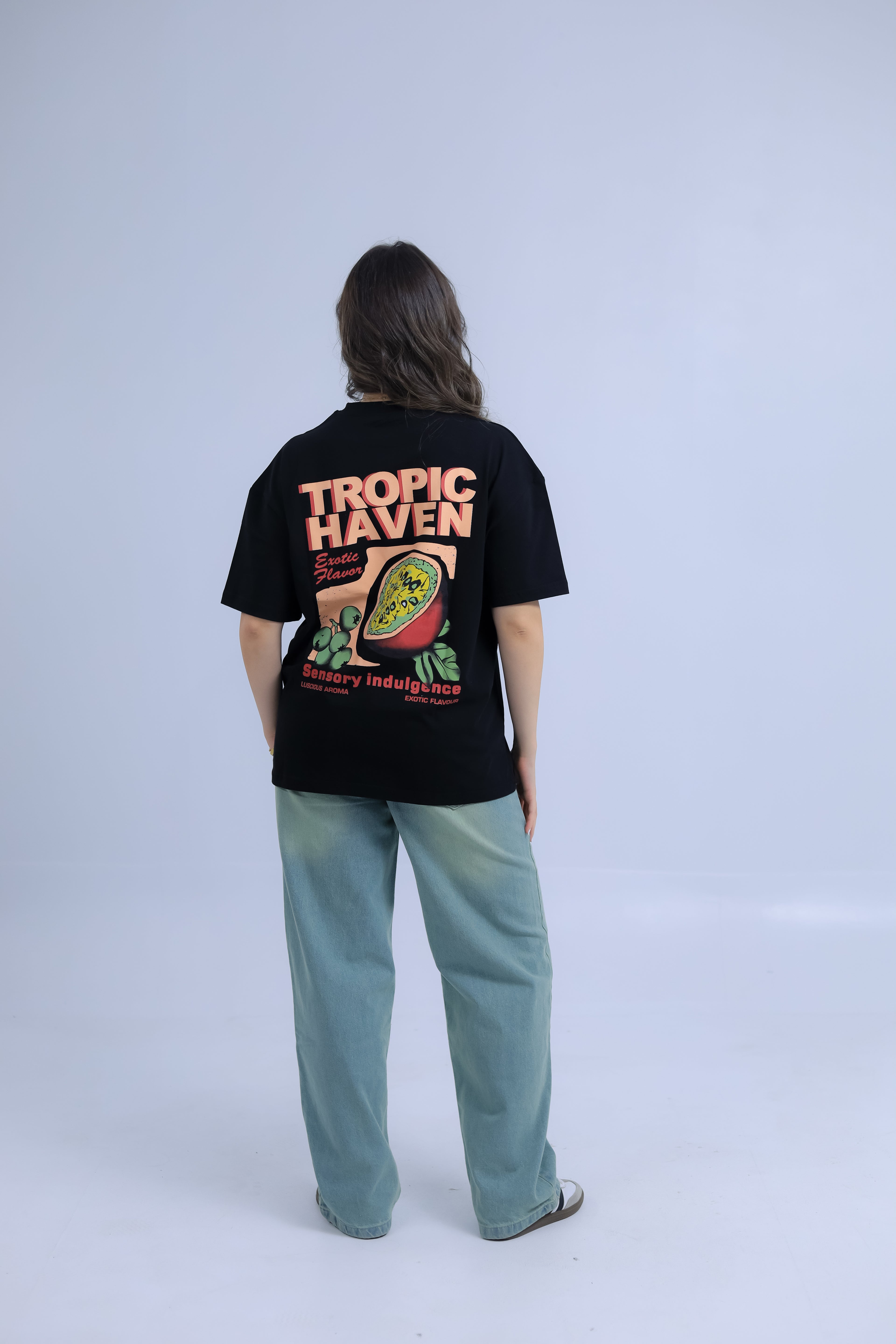 Oversized Tropic Haven Print T-shirt