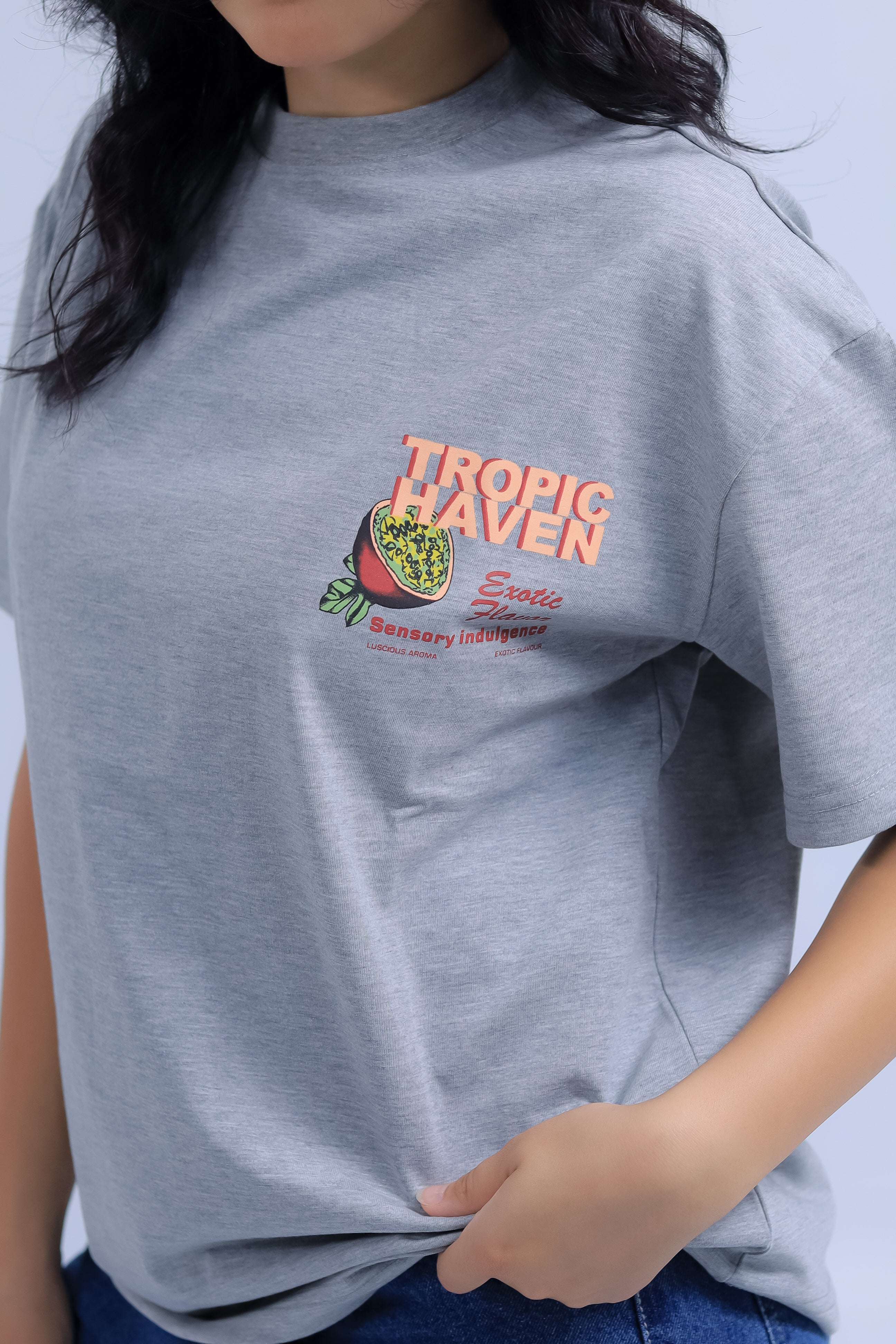 Oversized Tropic Haven Print T-shirt
