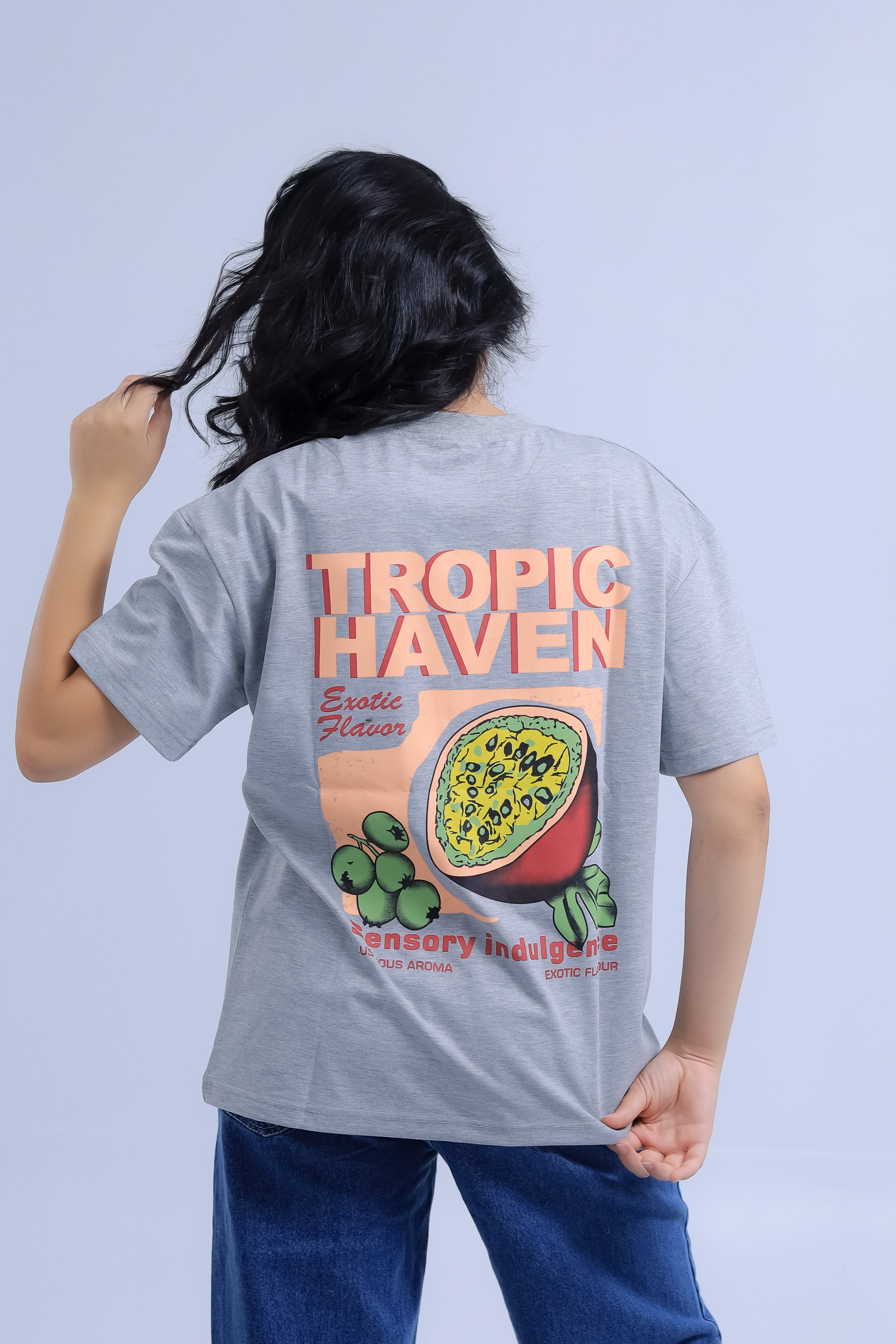 Oversized Tropic Haven Print T-shirt