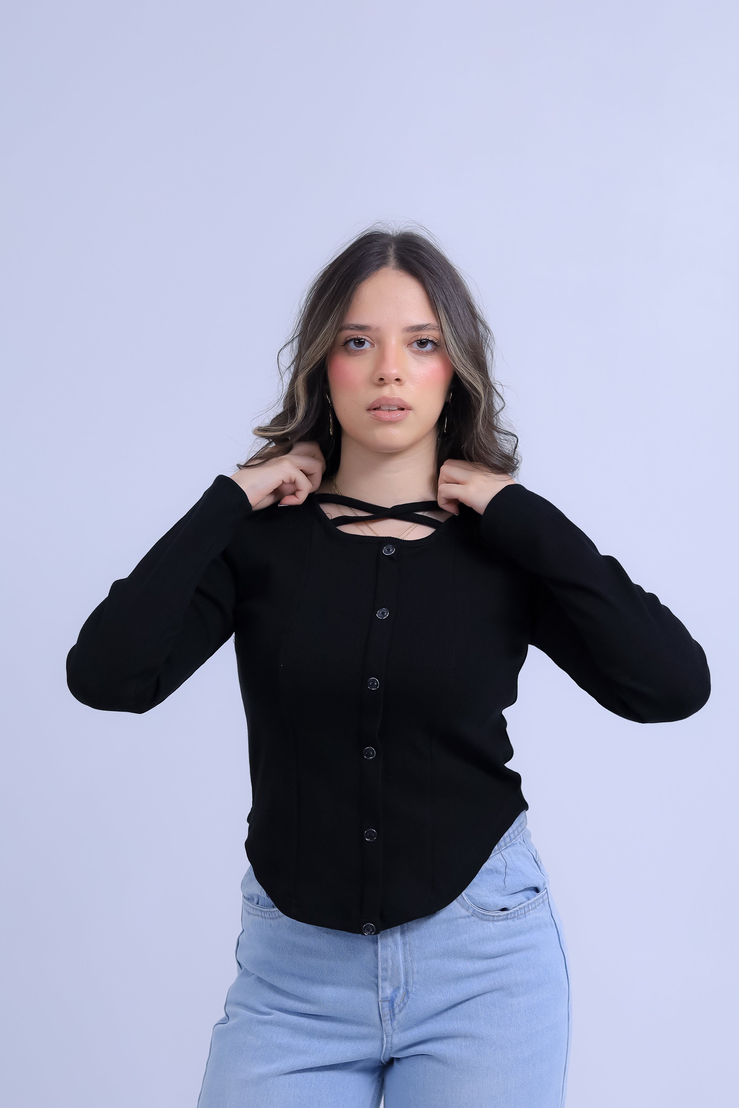 Ribbed Button Tee