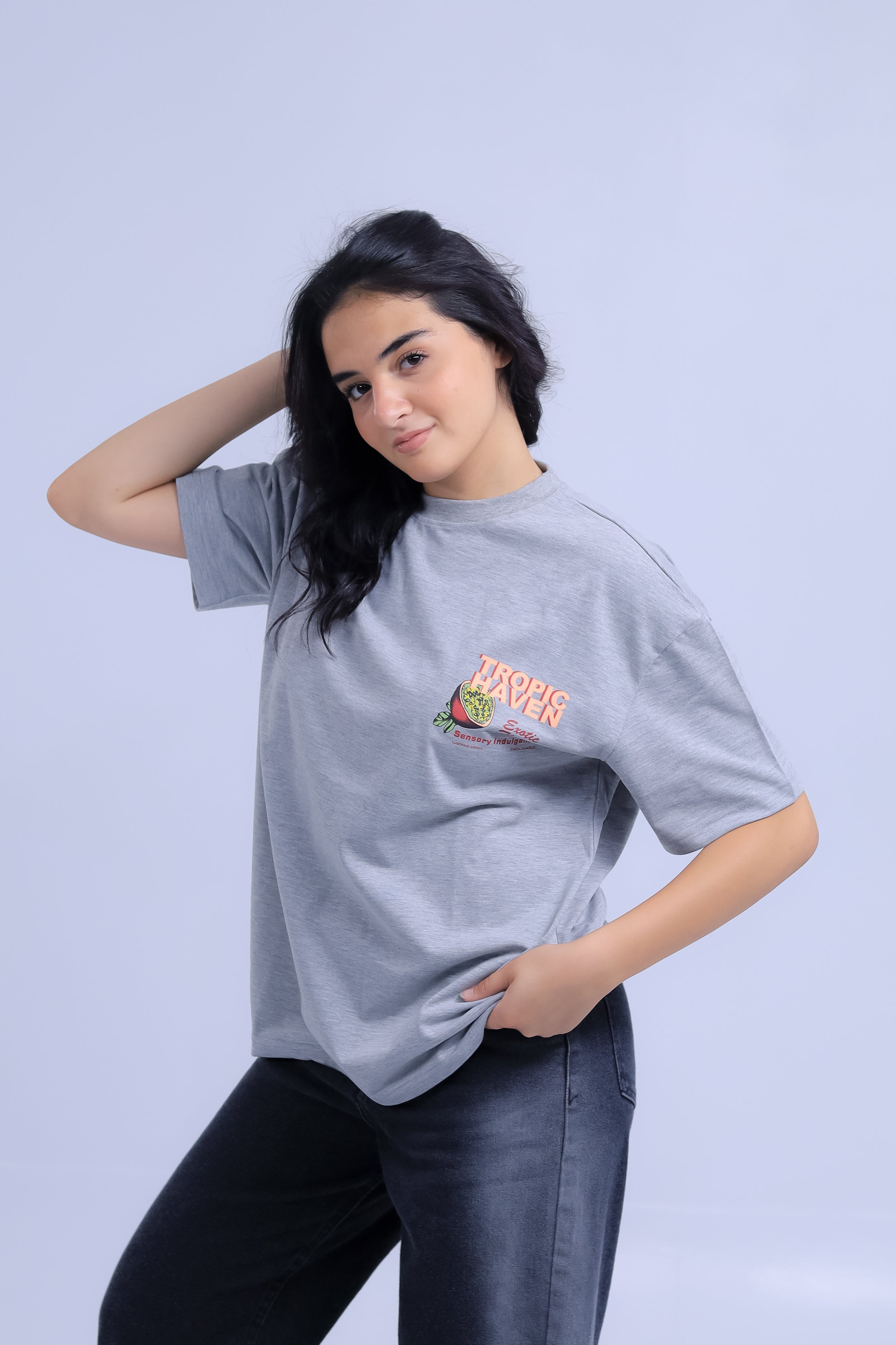 Oversized Tropic Haven Print T-shirt