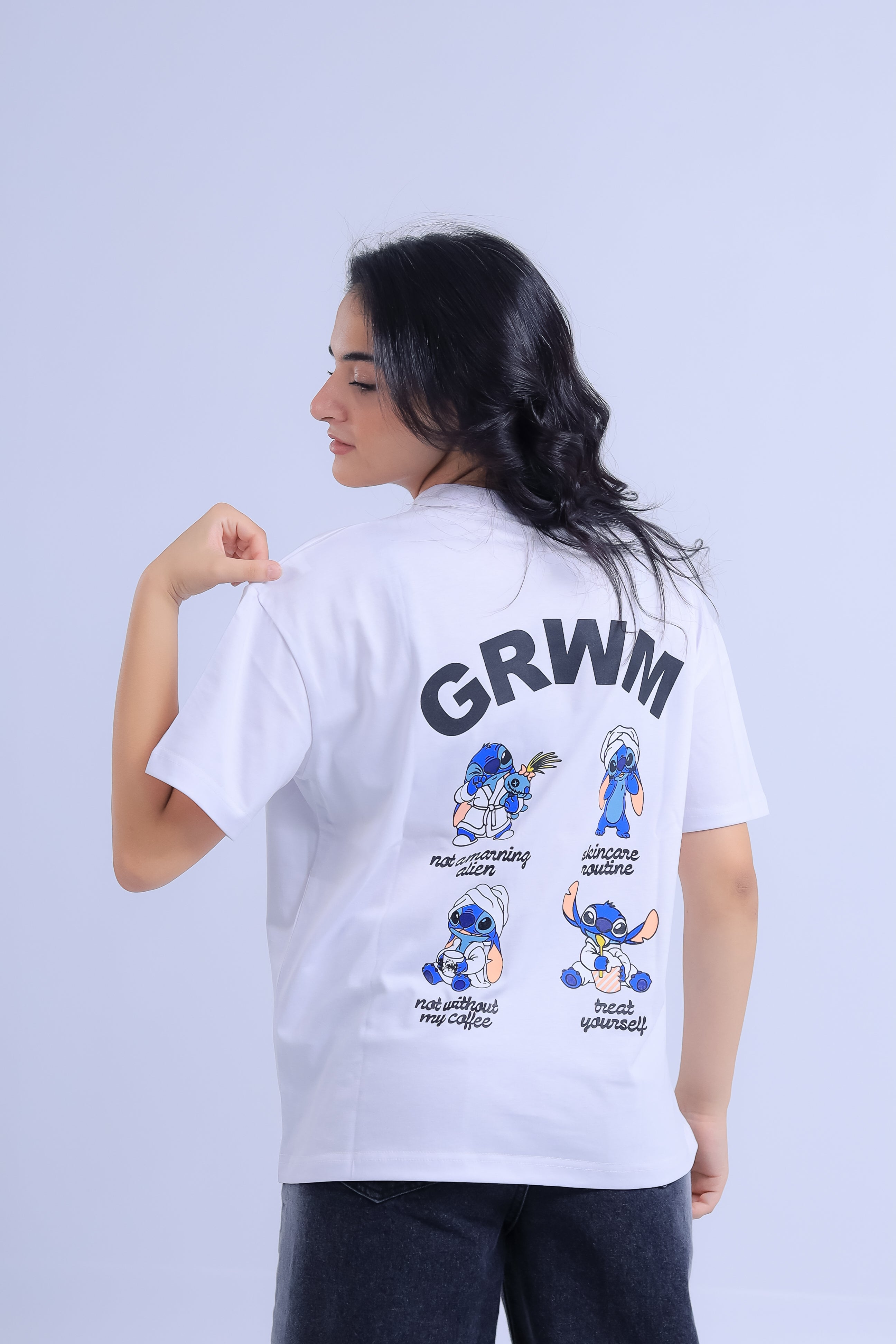 Oversized Stitch Print T-shirt - GRWM Edition