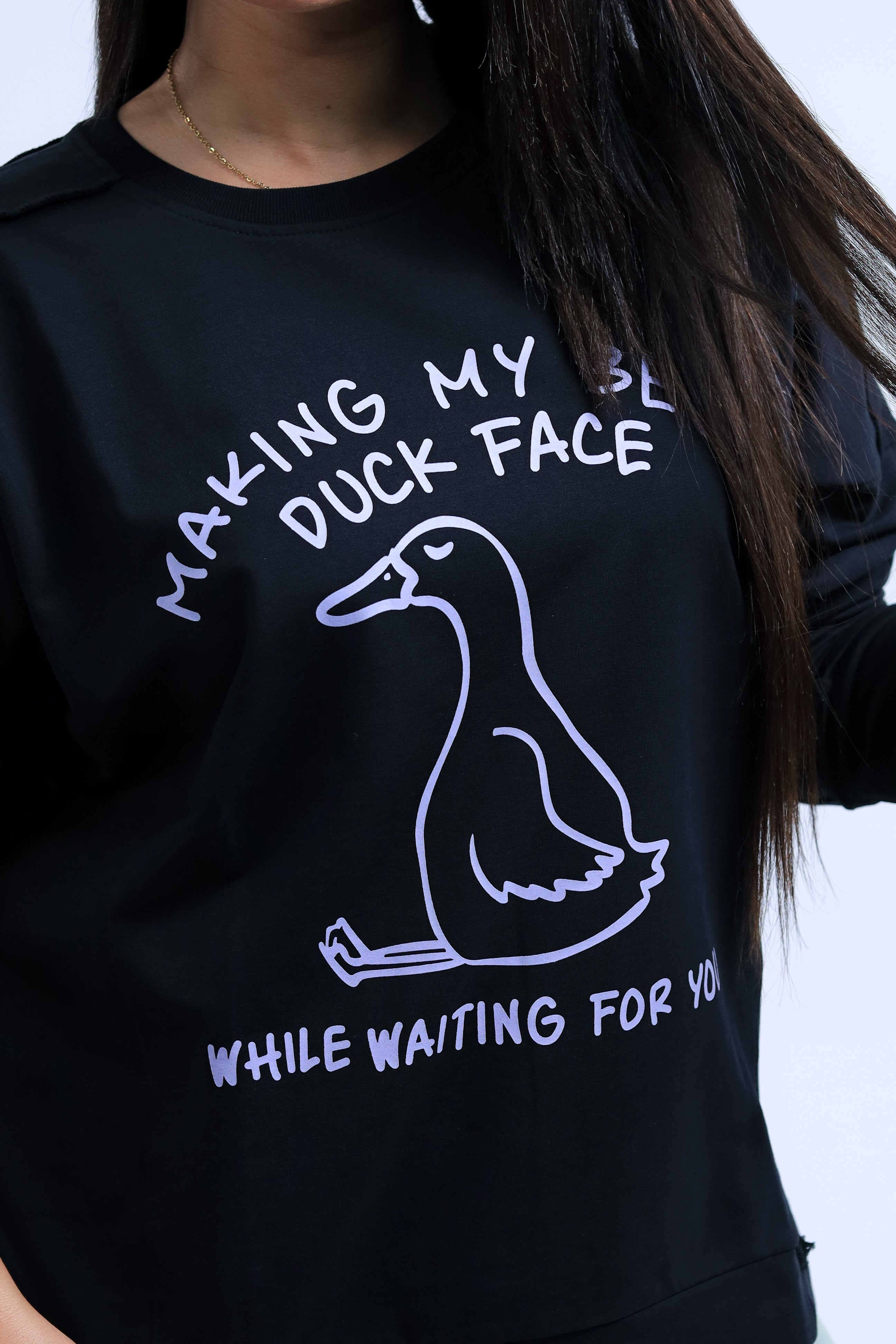 Duck Face Long Sleeve Printed Tee
