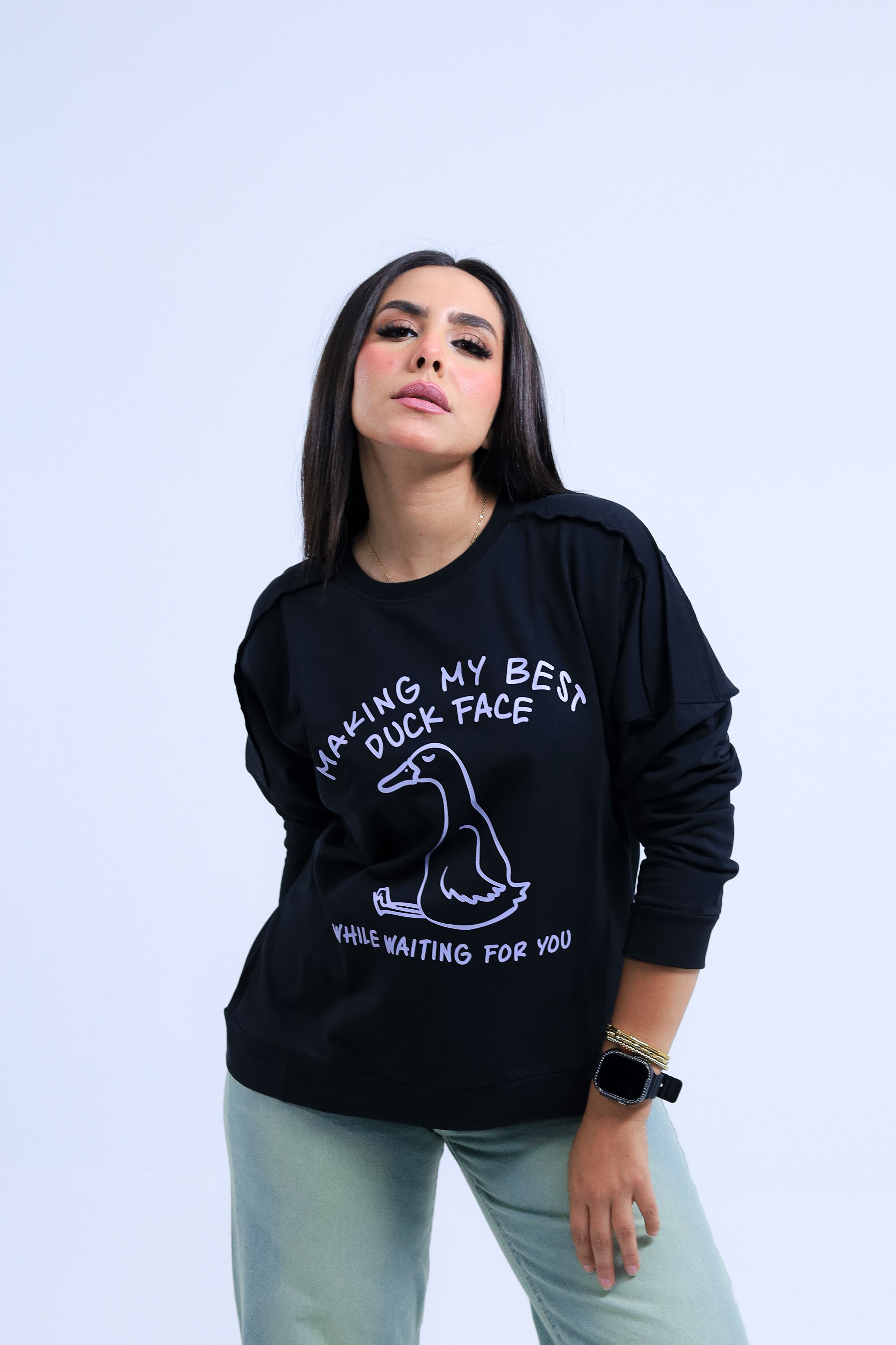 Duck Face Long Sleeve Printed Tee