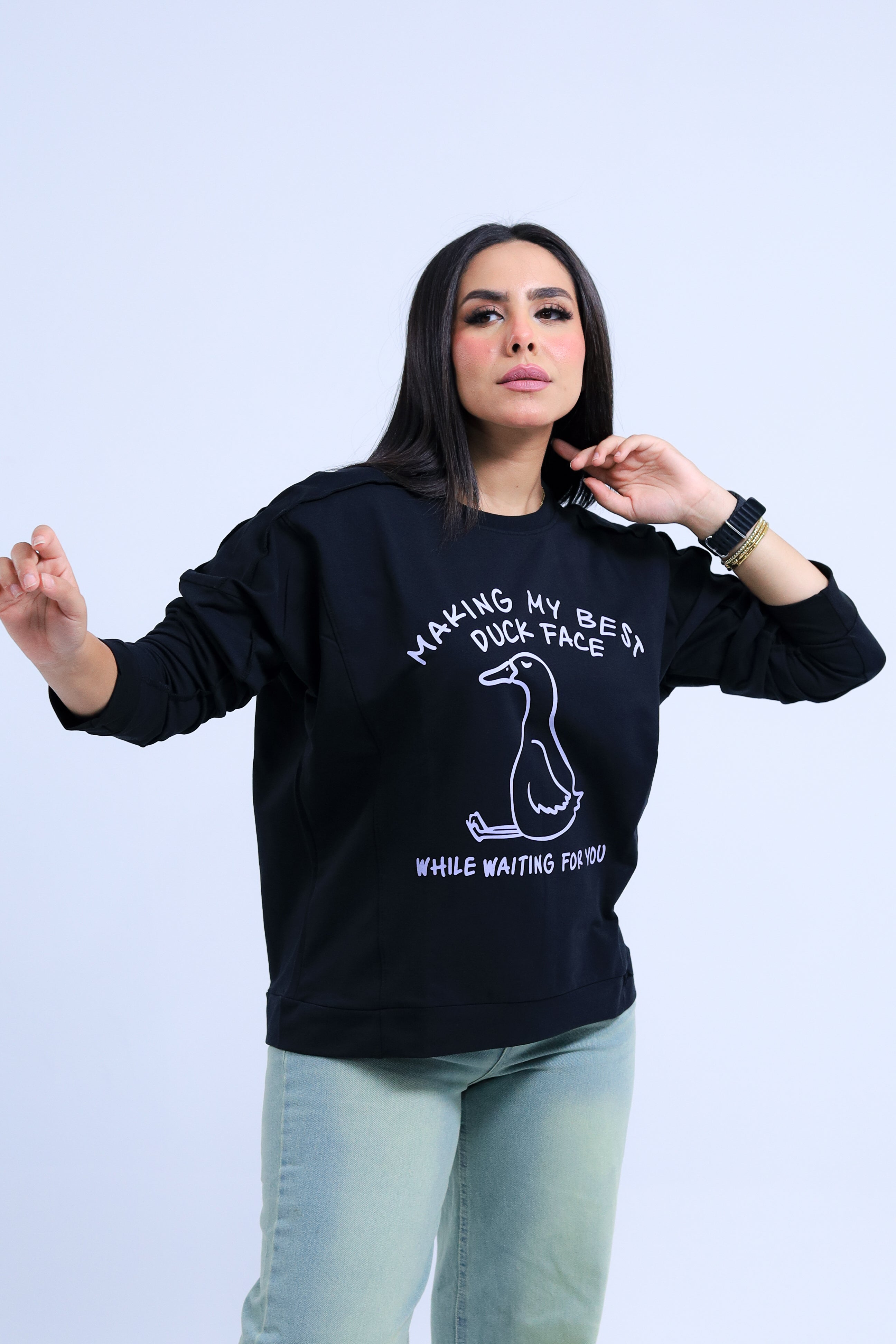Duck Face Long Sleeve Printed Tee
